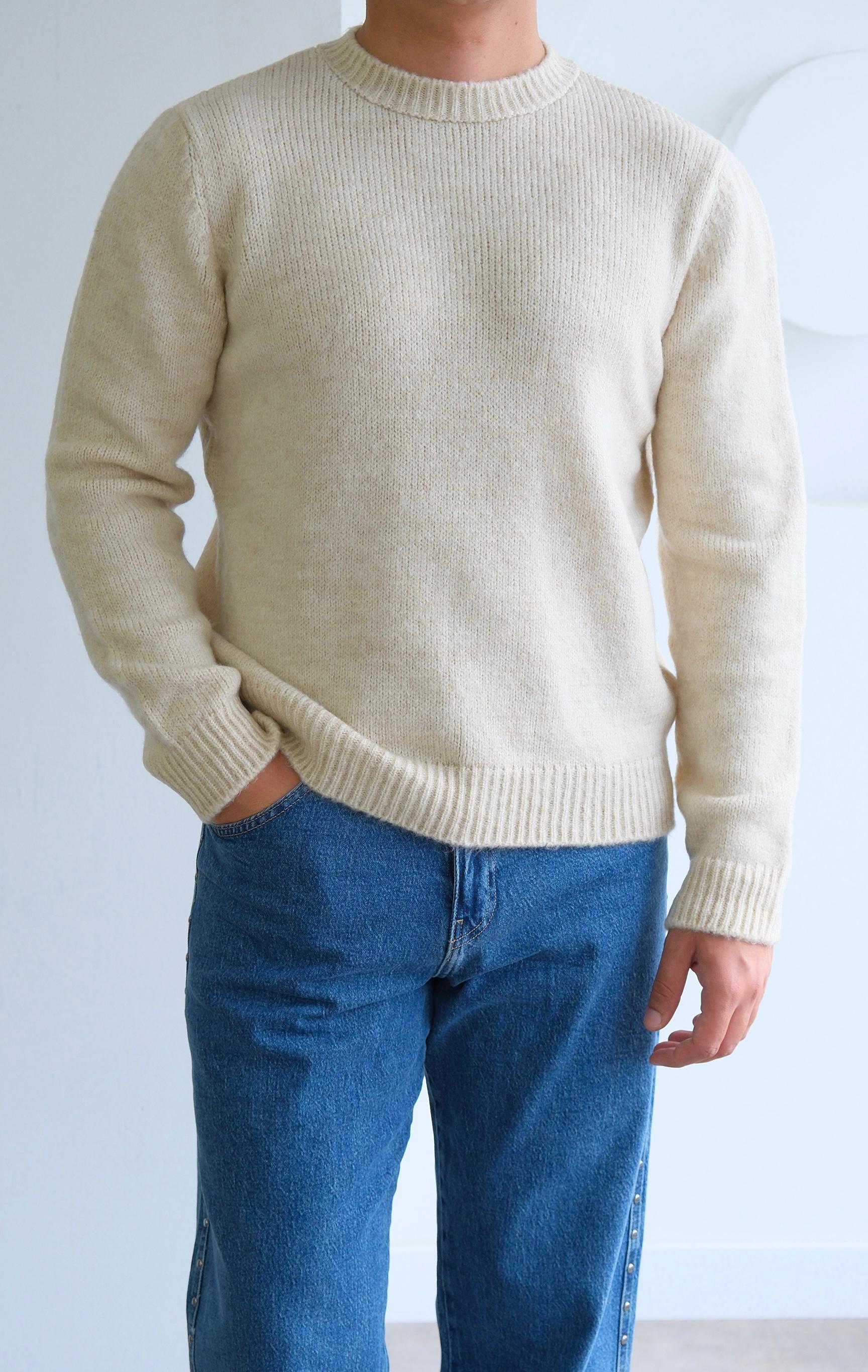 Krem Crop Kesim Yün Kazak