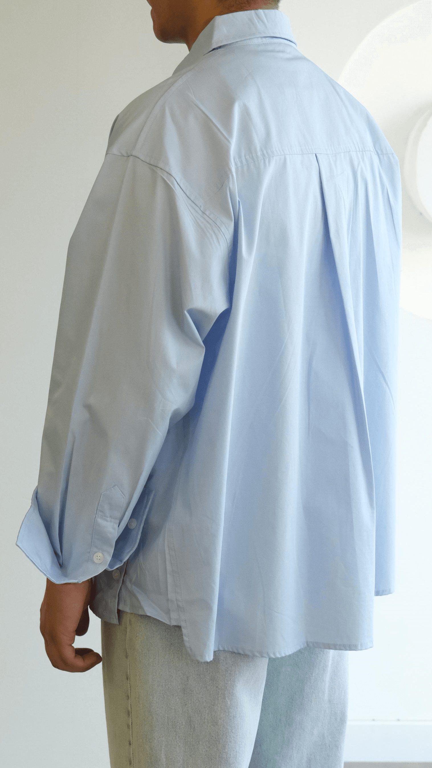 Mavi Oversize Yandan Yırtmaç Modelli Gömlek