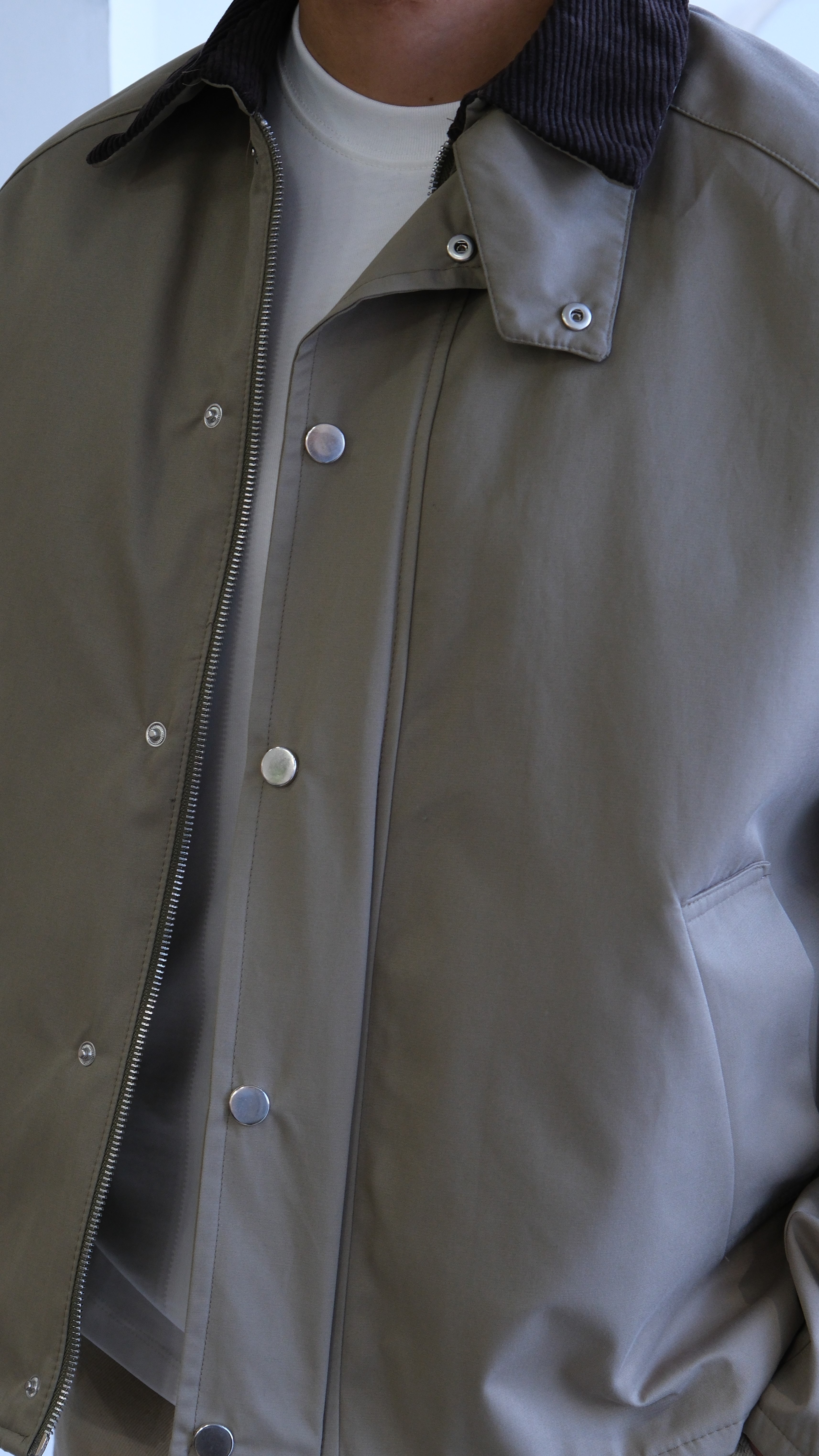 Kontrast Yaka Haki Teknik Ceket