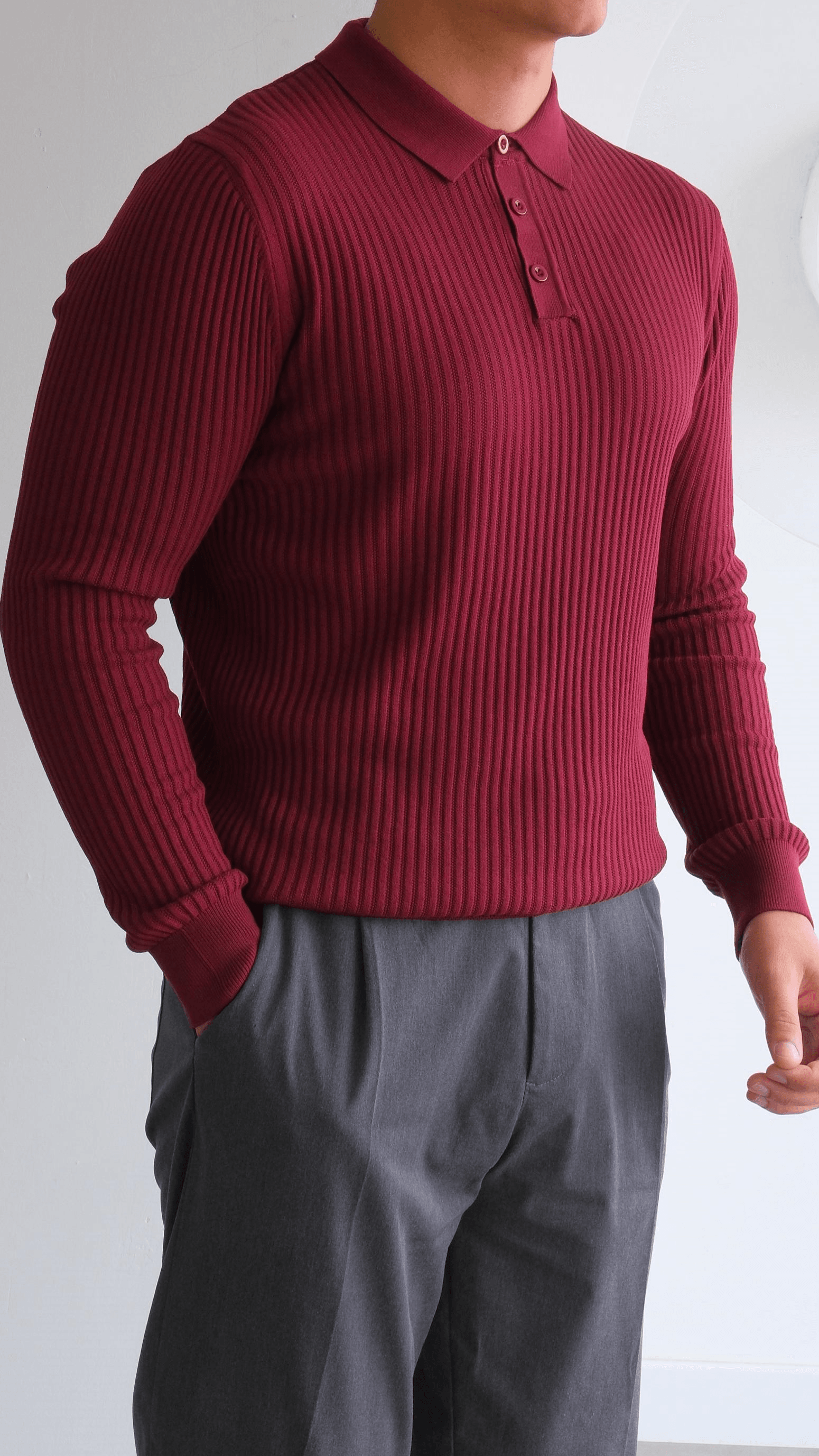 Bordo Polo Yaka Triko