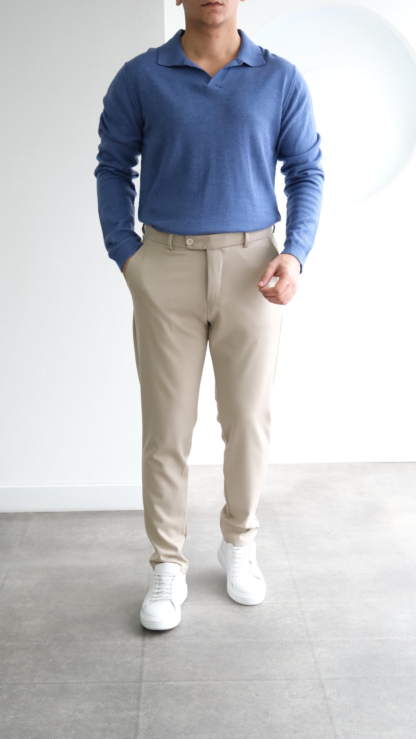 Mavi Apaş Yaka Triko