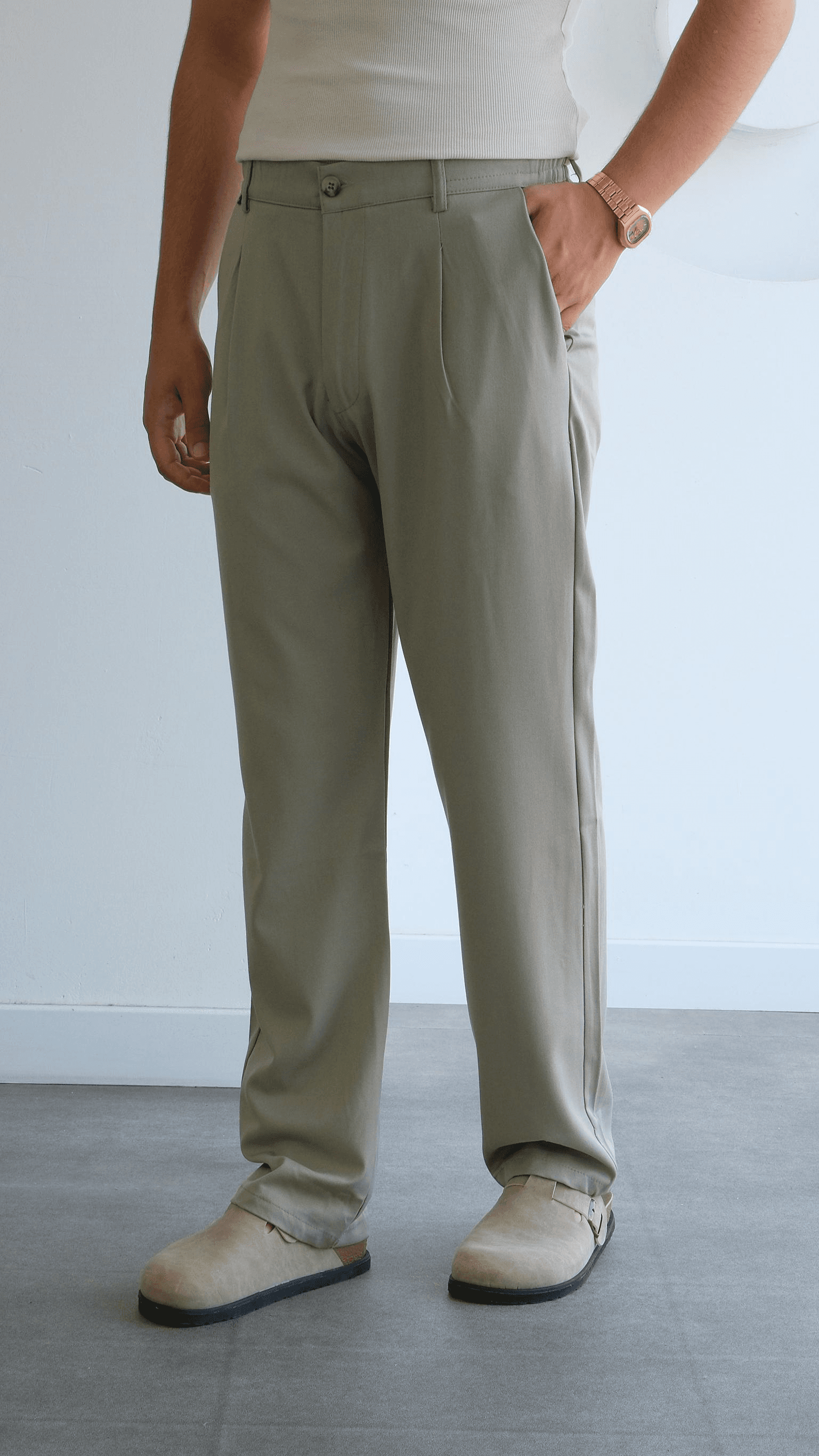 Çağla Yeşili Baggy Kumaş Pantolon