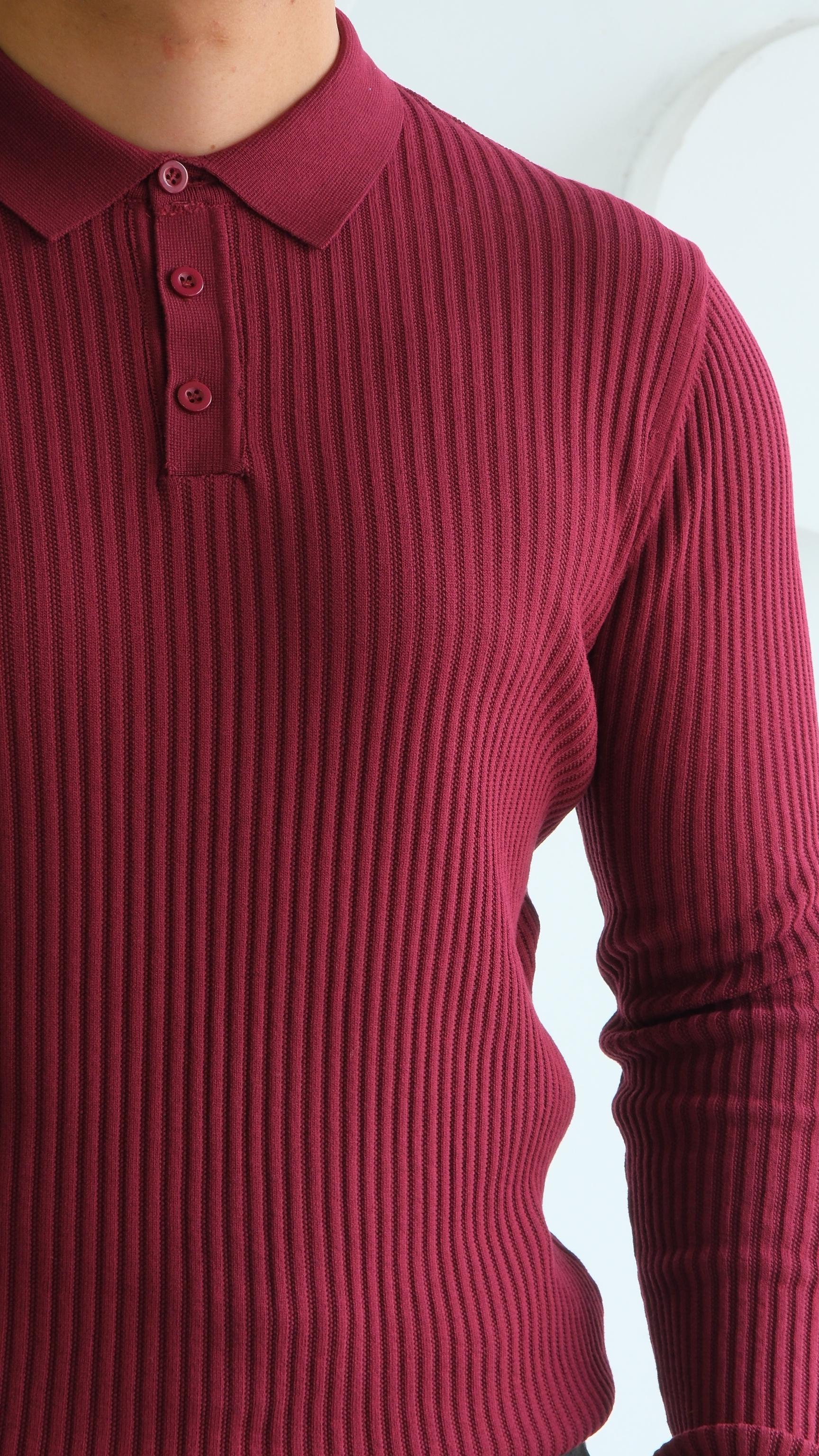 Bordo Polo Yaka Triko