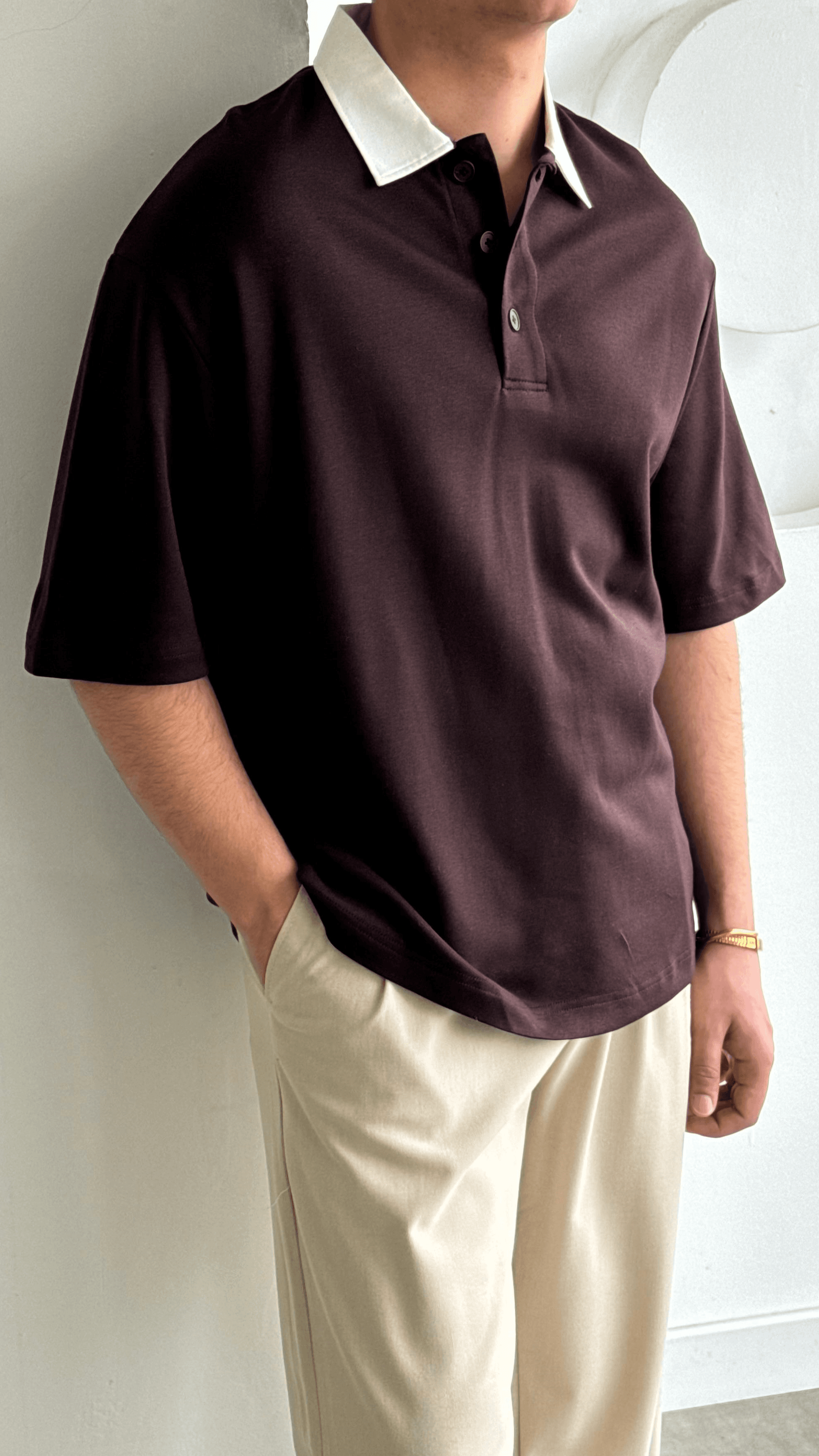 Kahve Polo Yaka Triko Tshirt