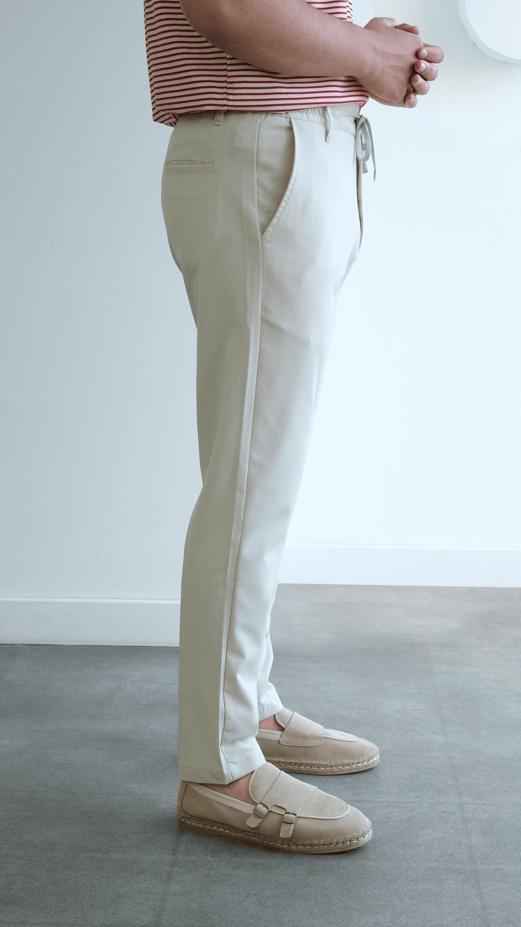 Ekru Jogger Teknik Kumaş Pantolon