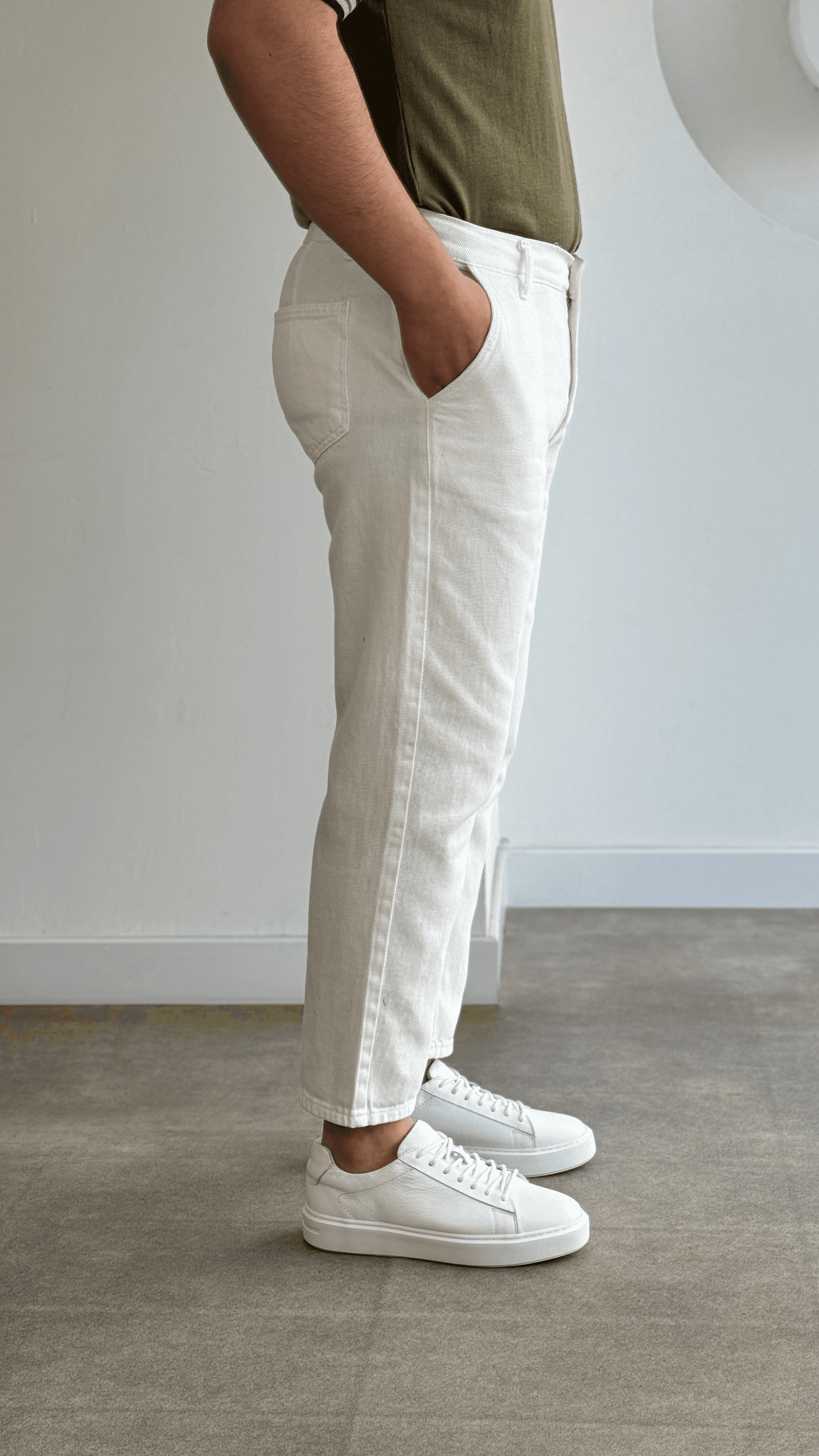 Ekru Gabardin Boyfriend Jean Pantolon