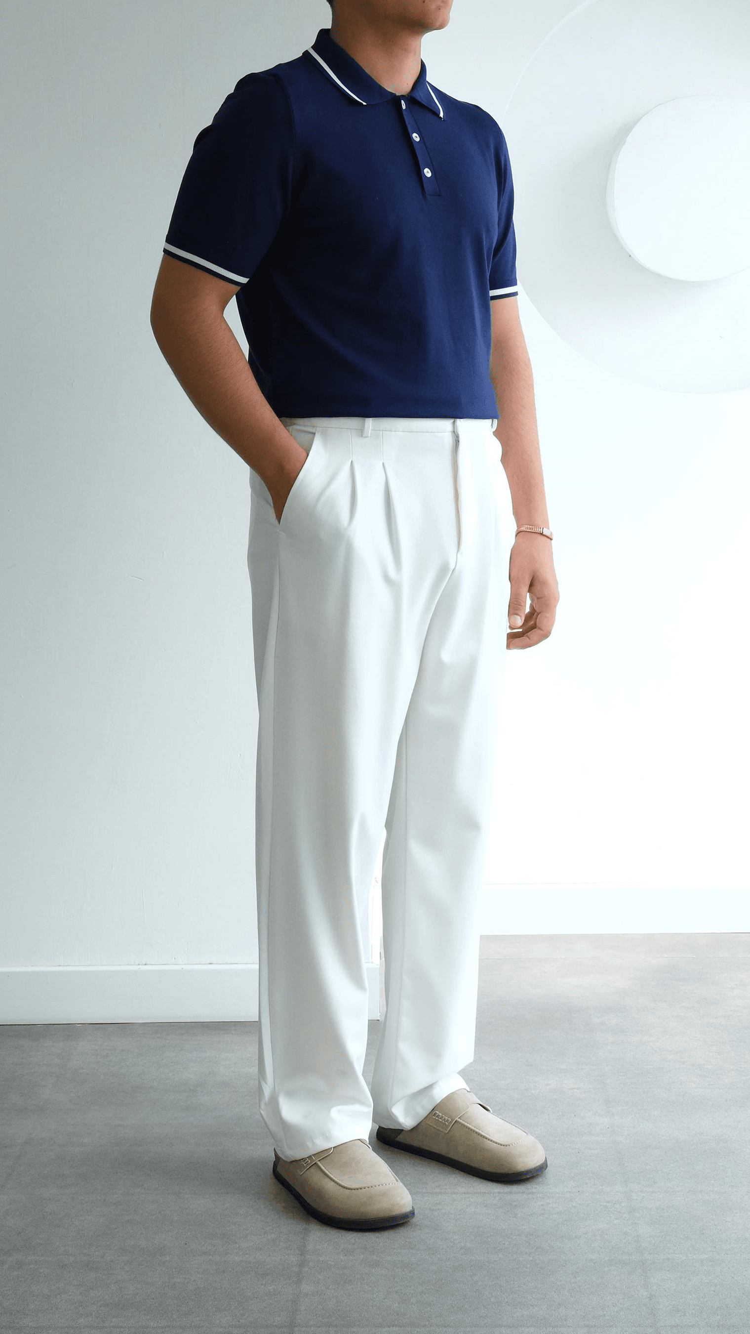 Lacivert Şeritli Polo Yaka Triko Tshirt
