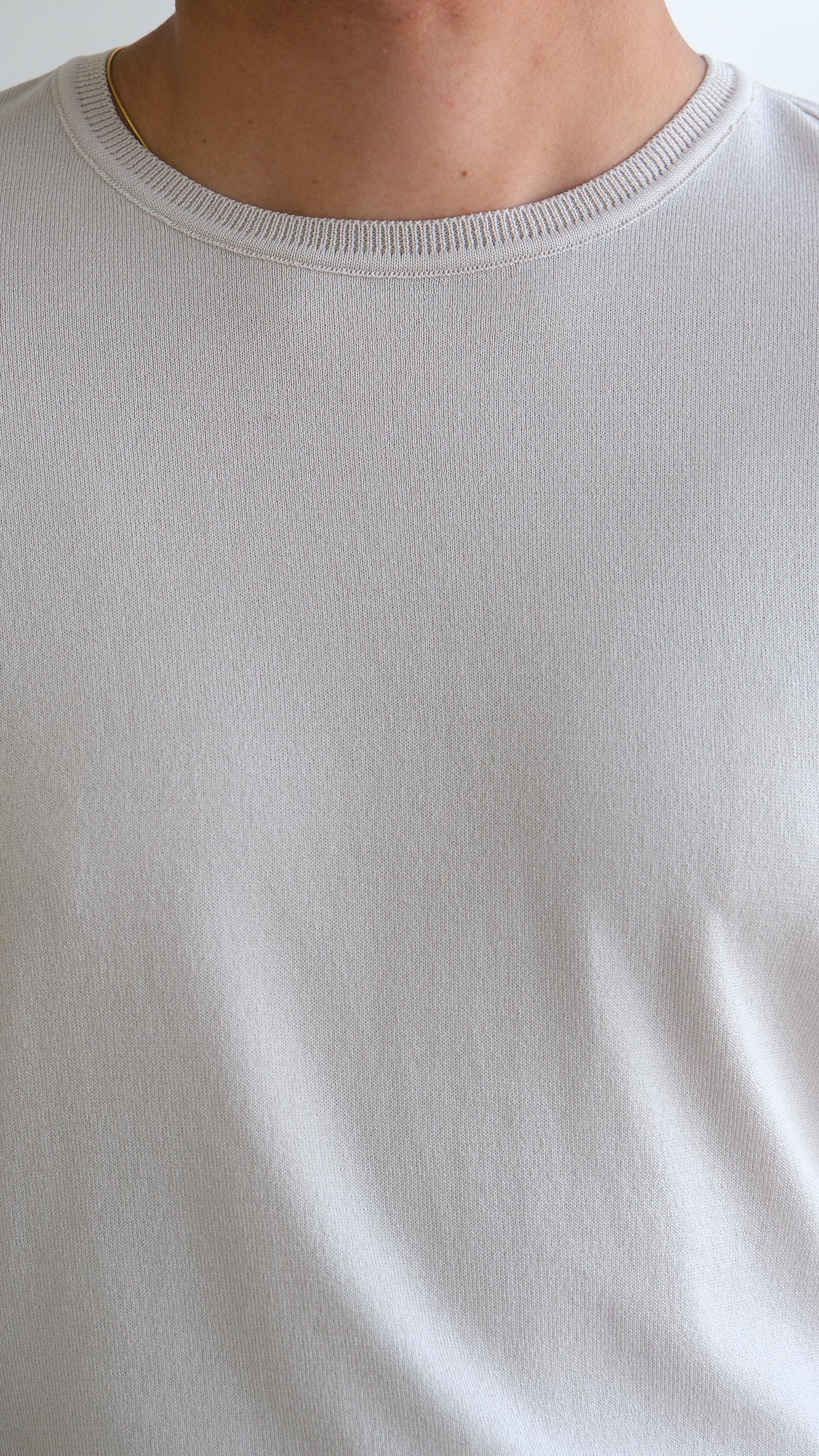 Ekru Bisiklet Yaka Triko Tshirt
