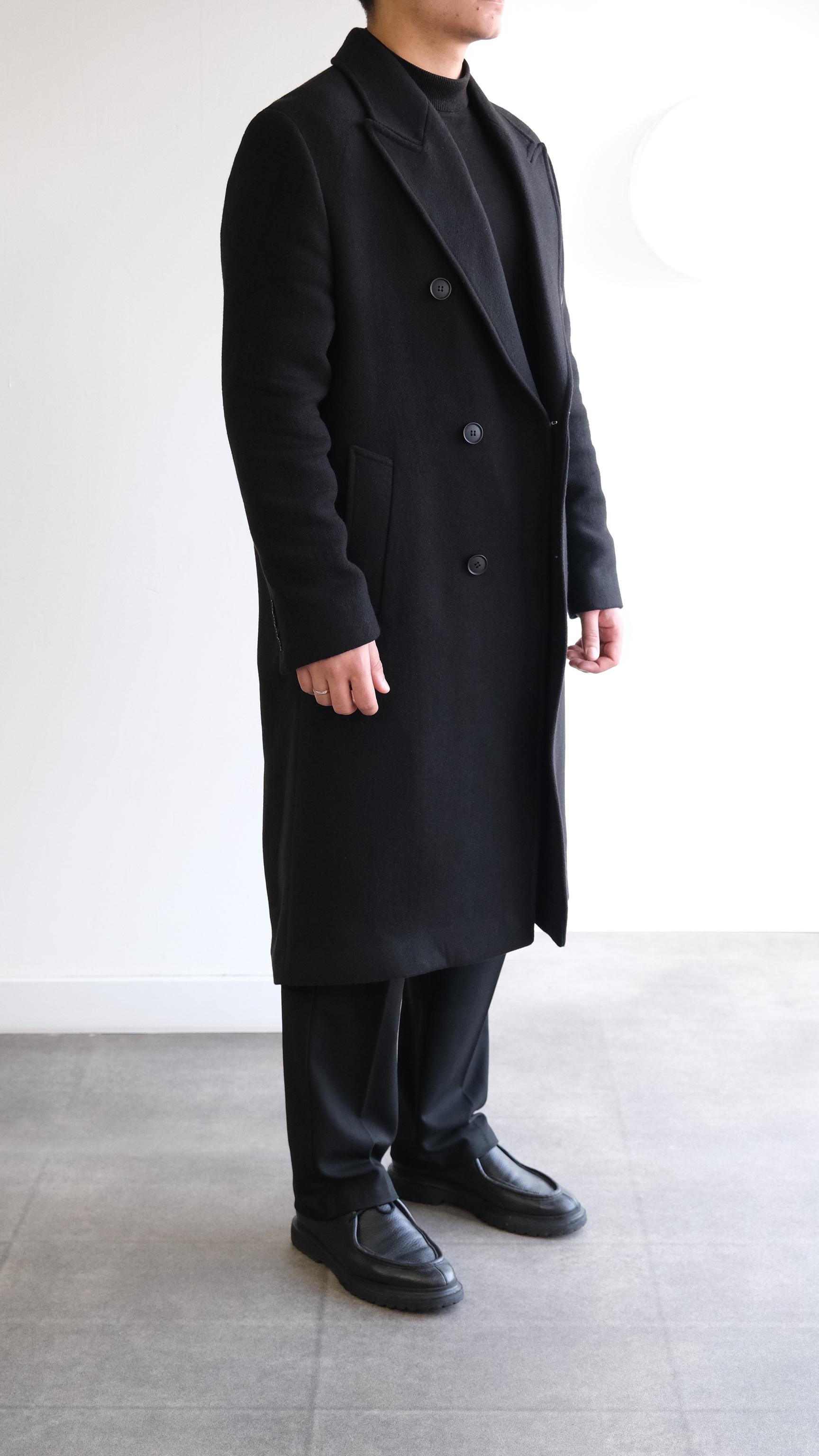 Siyah Kruvaze Klasik Kaşe Kaban