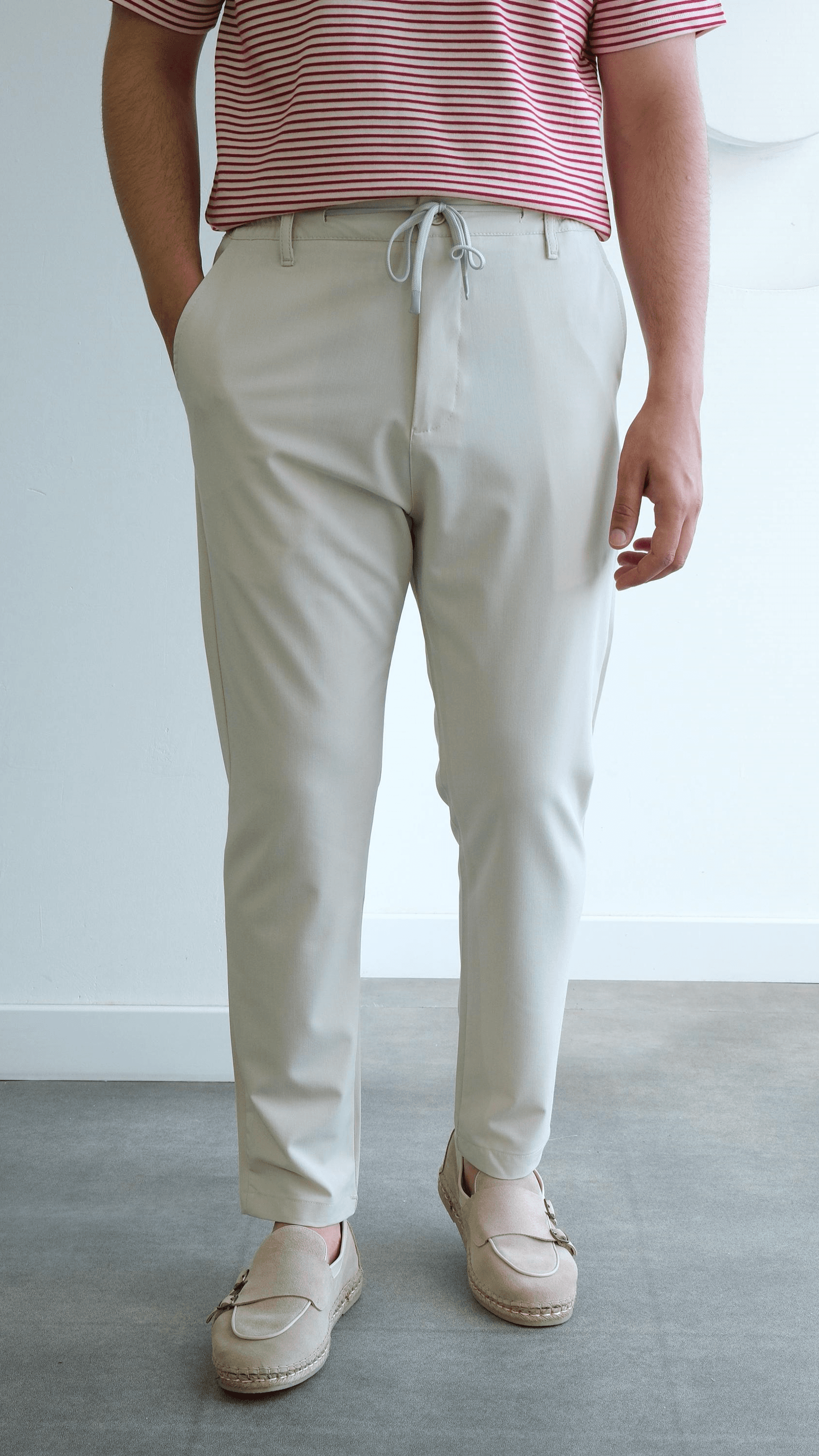 Ekru Jogger Teknik Kumaş Pantolon