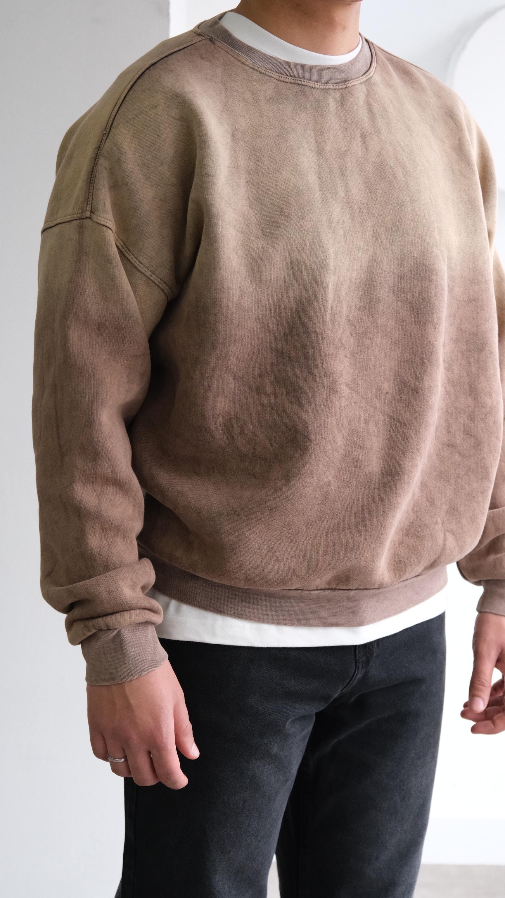 Kahve Yıkamalı Sweatshirt