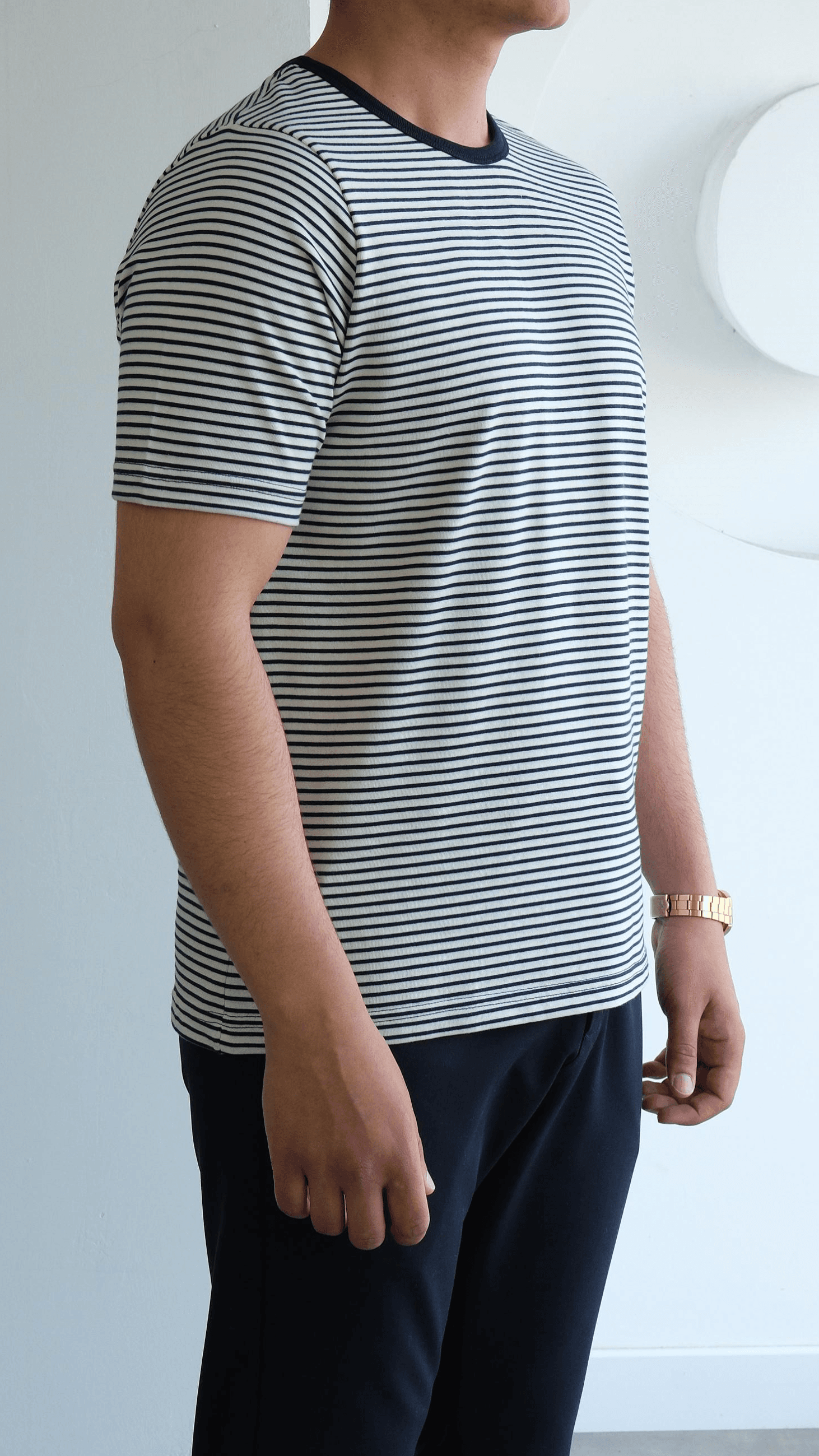 Lacivert Şeritli Basıc Tshirt