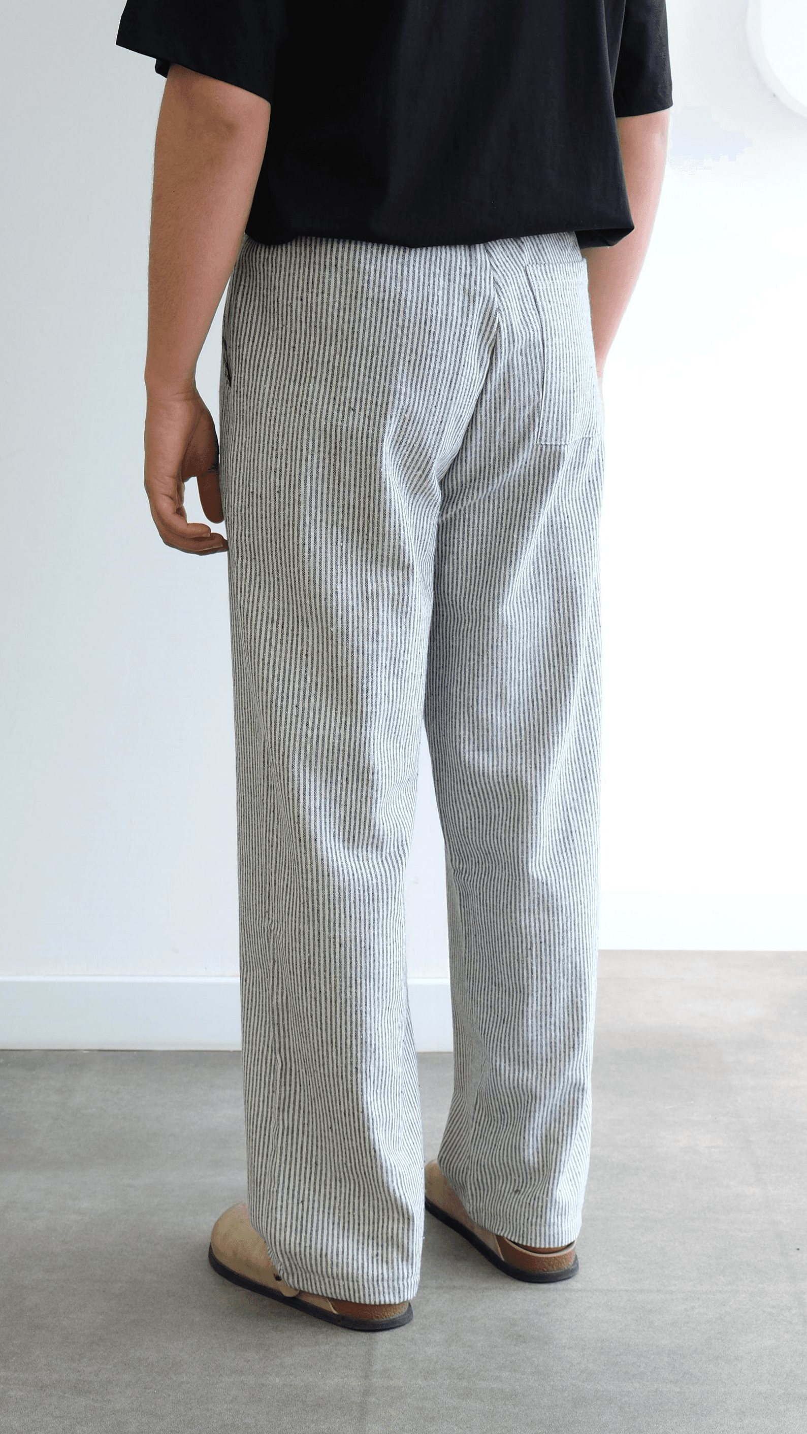 Çizgili Baggy Örme Pantolon