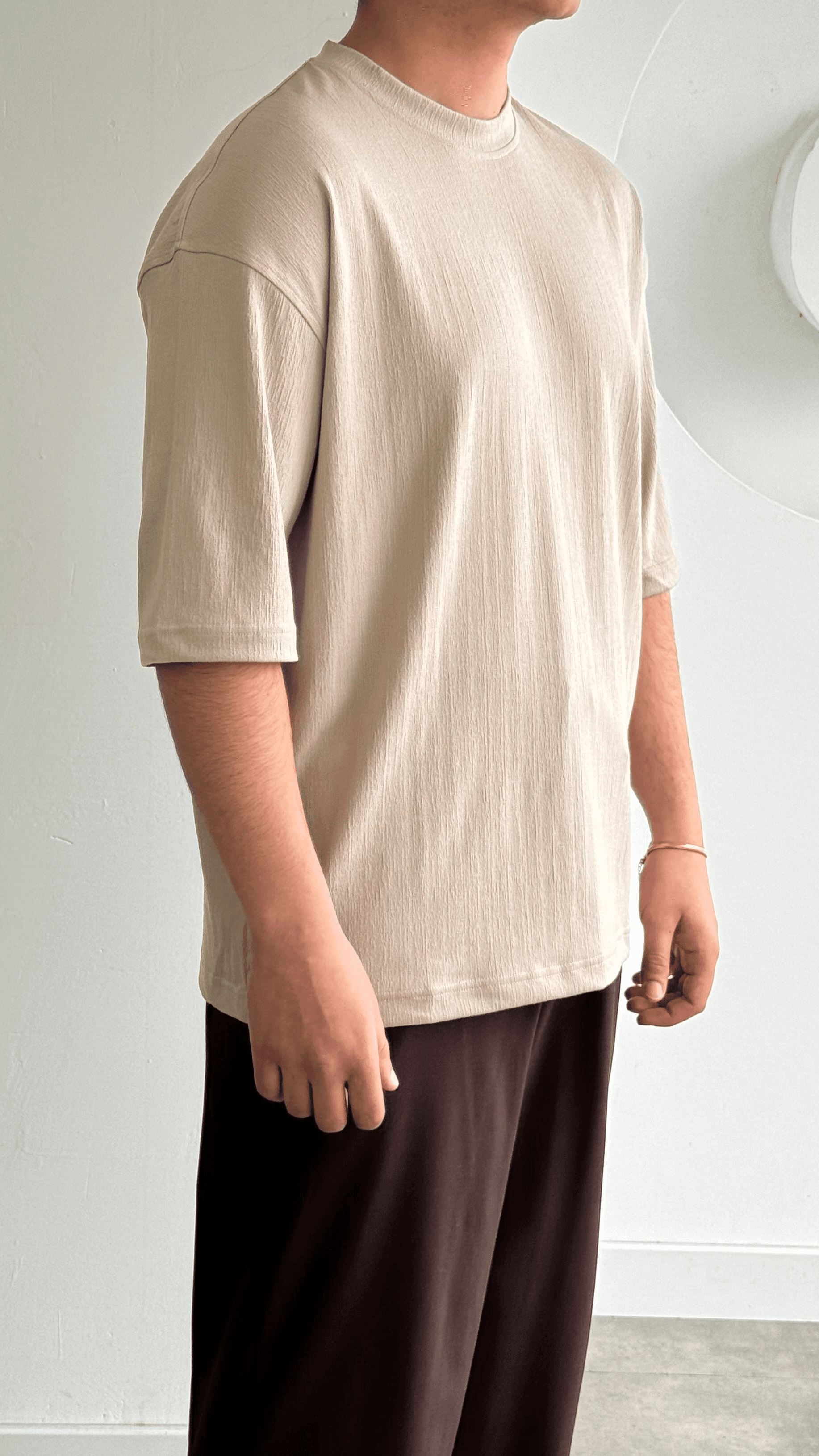 Bej Dokulu Oversize Tshirt