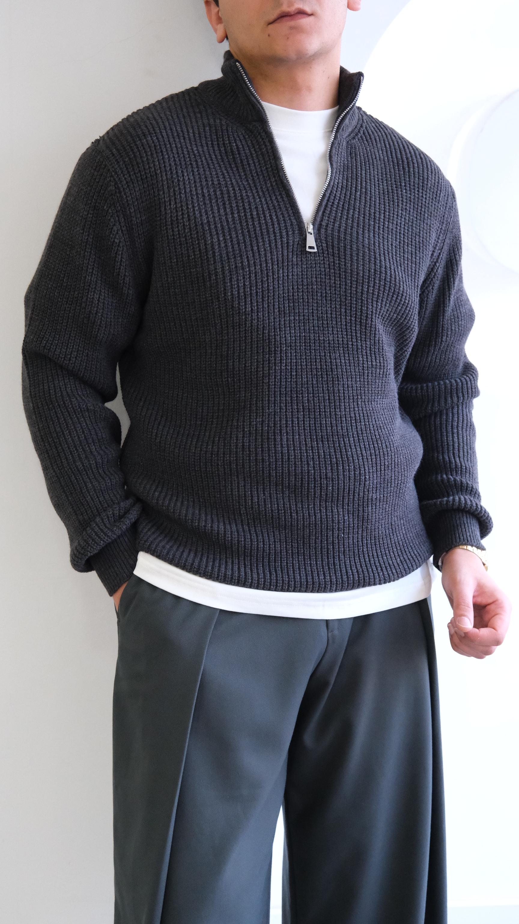 Antrasit Balıkçı Yaka Örme Kazak