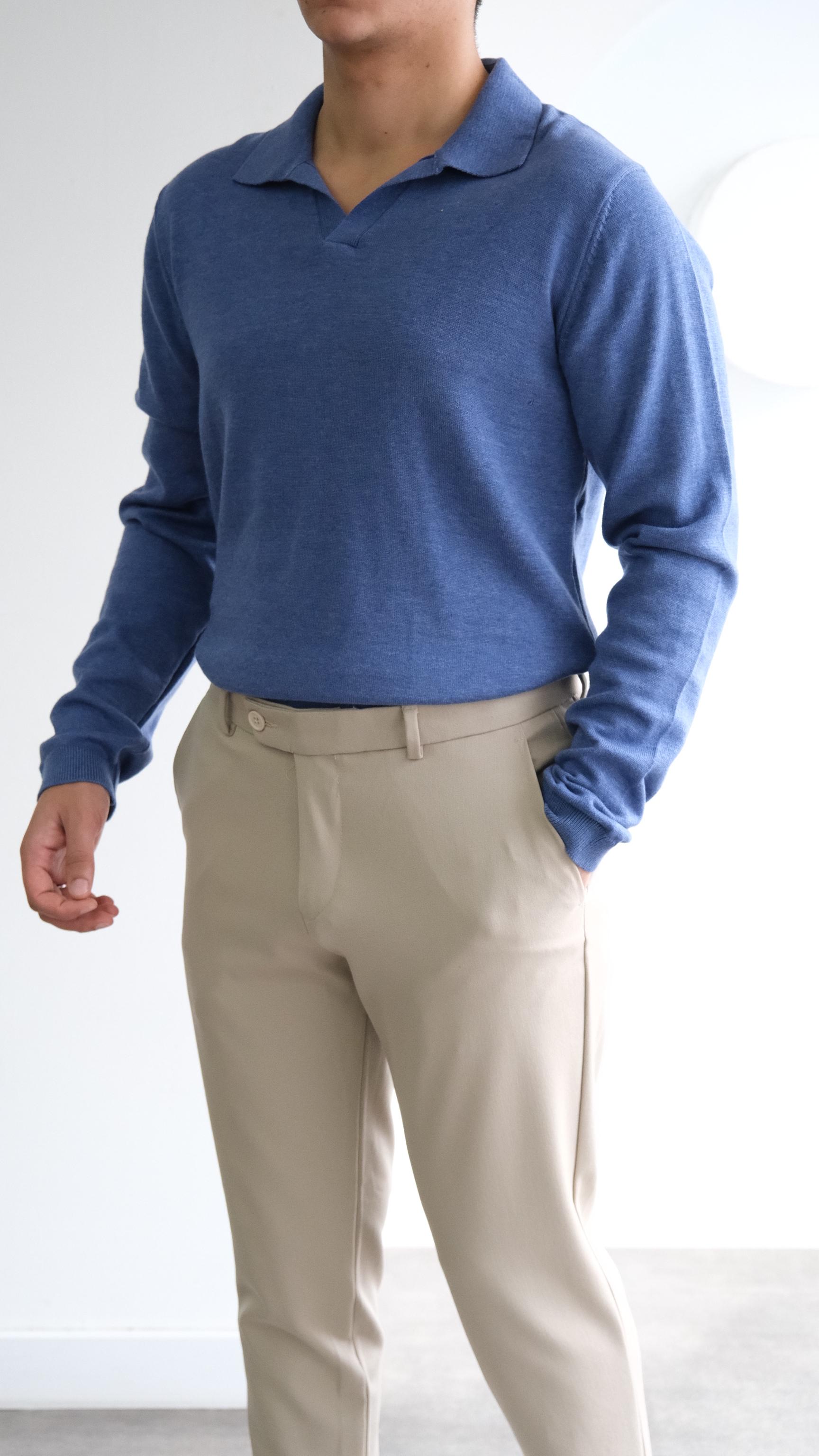 Mavi Apaş Yaka Triko