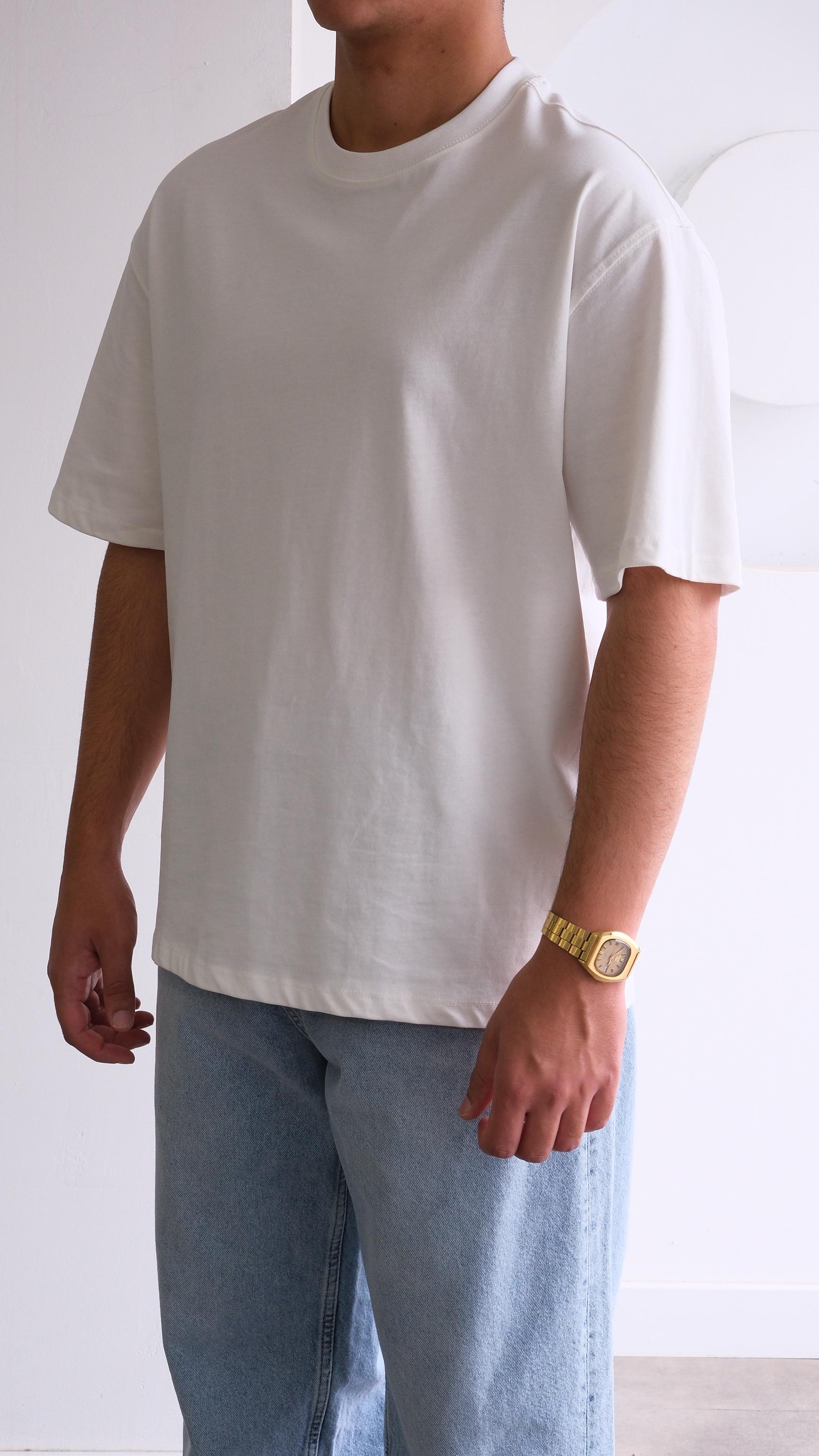 Beyaz Basıc Oversize Tshirt