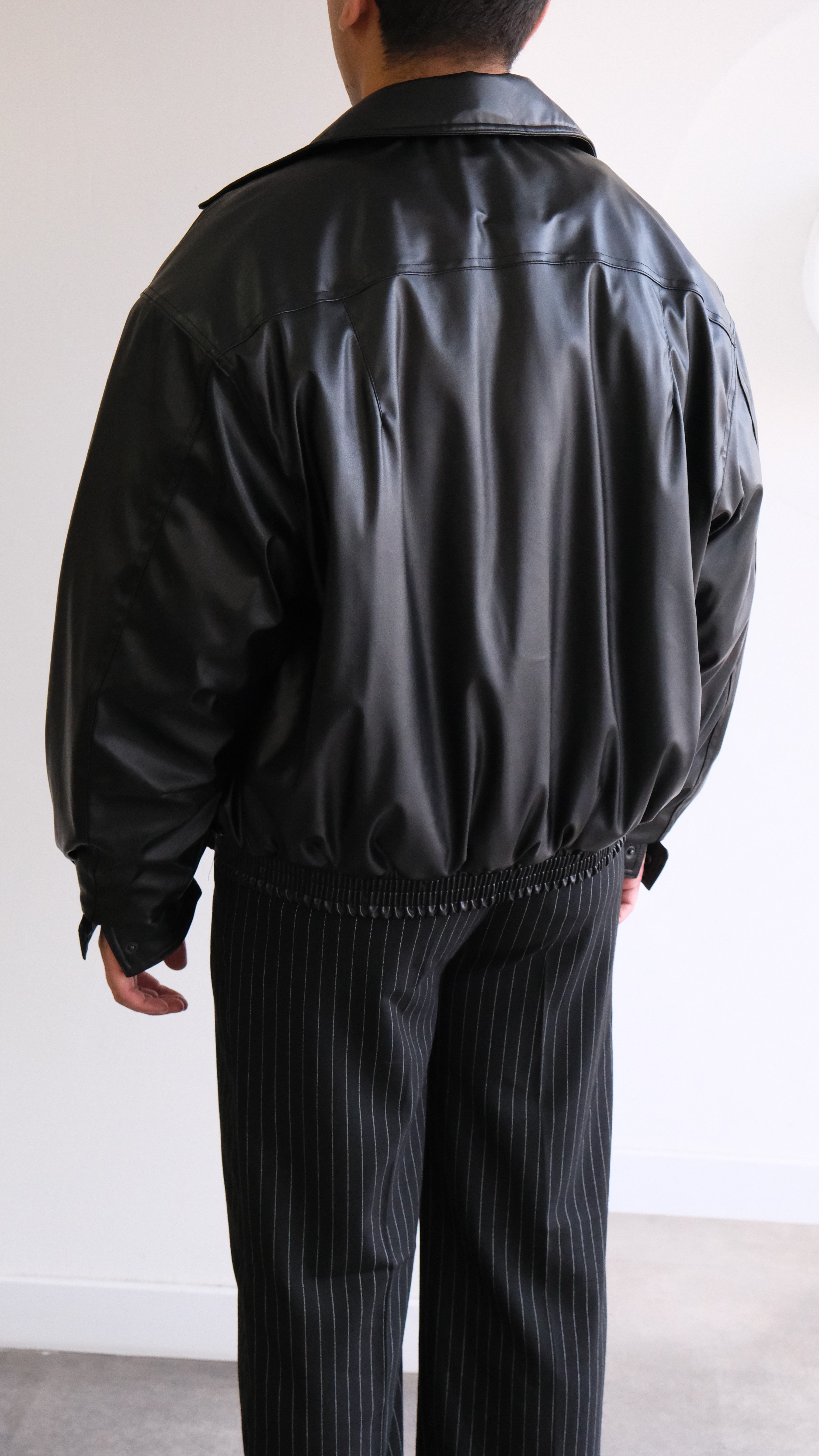 Siyah Bomber Deri Mont