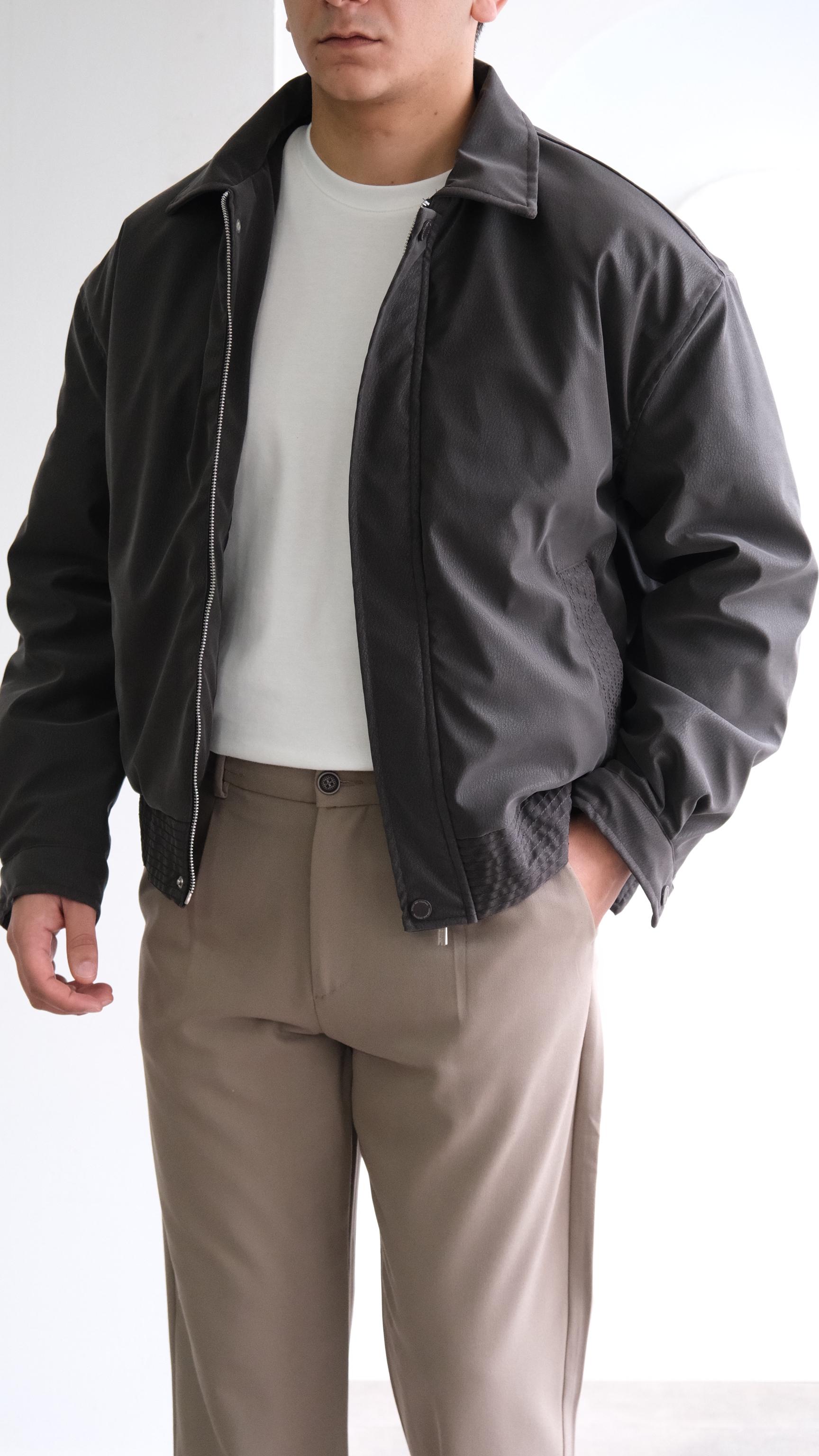 Kahve Teknik Kumaş Bomber Mont