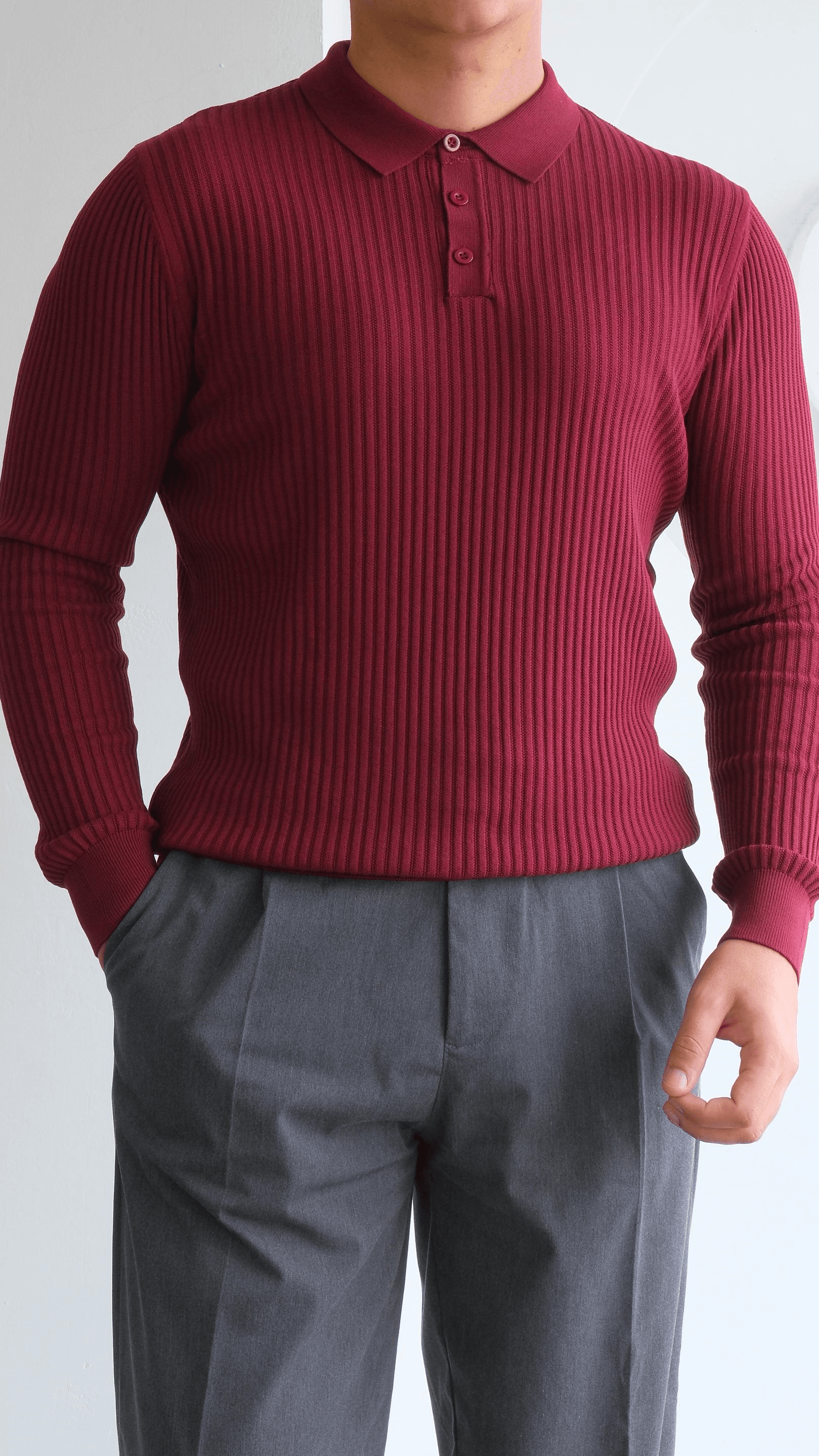 Bordo Polo Yaka Triko