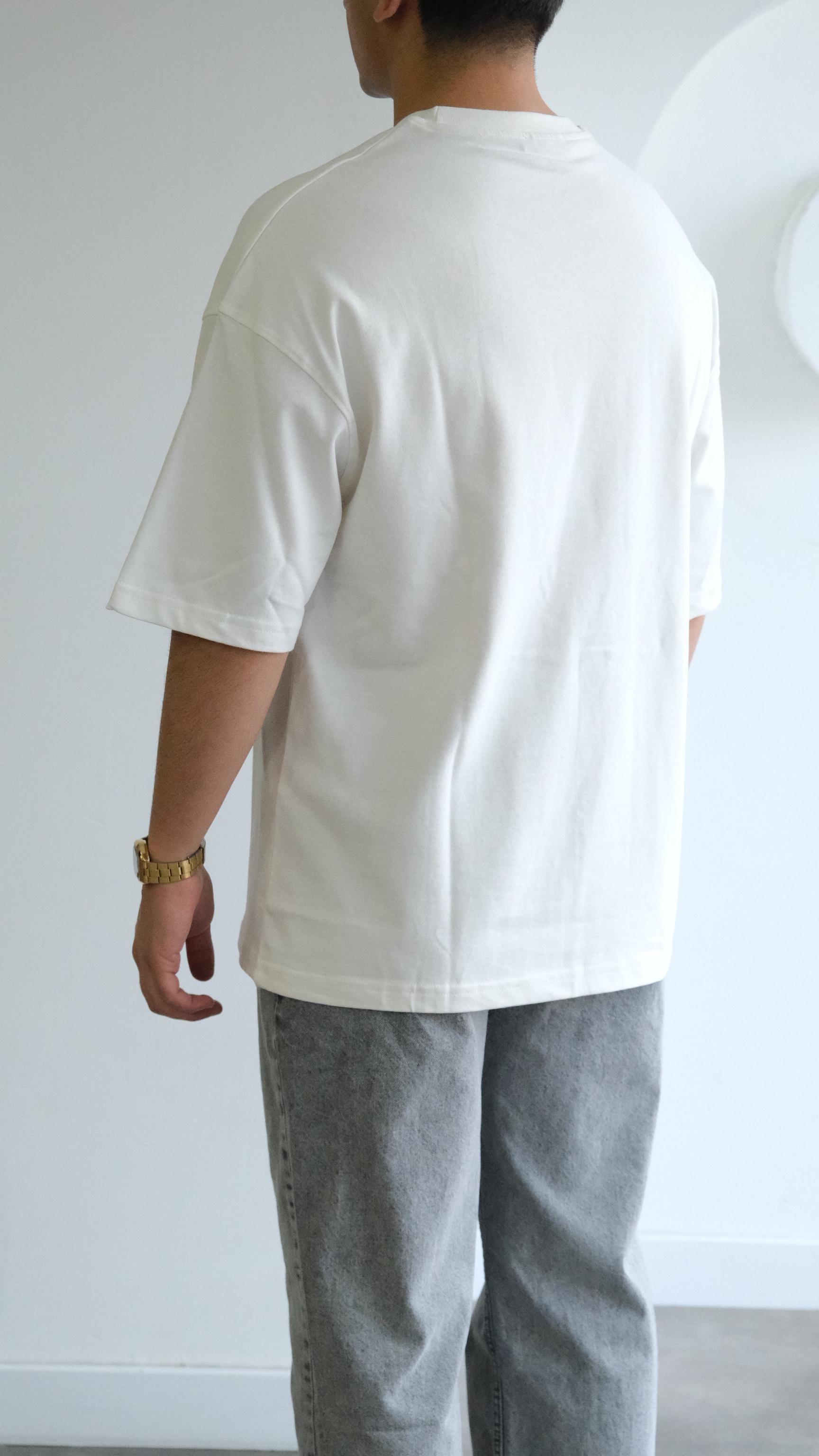 Beyaz Oversize Basıc Tshirt