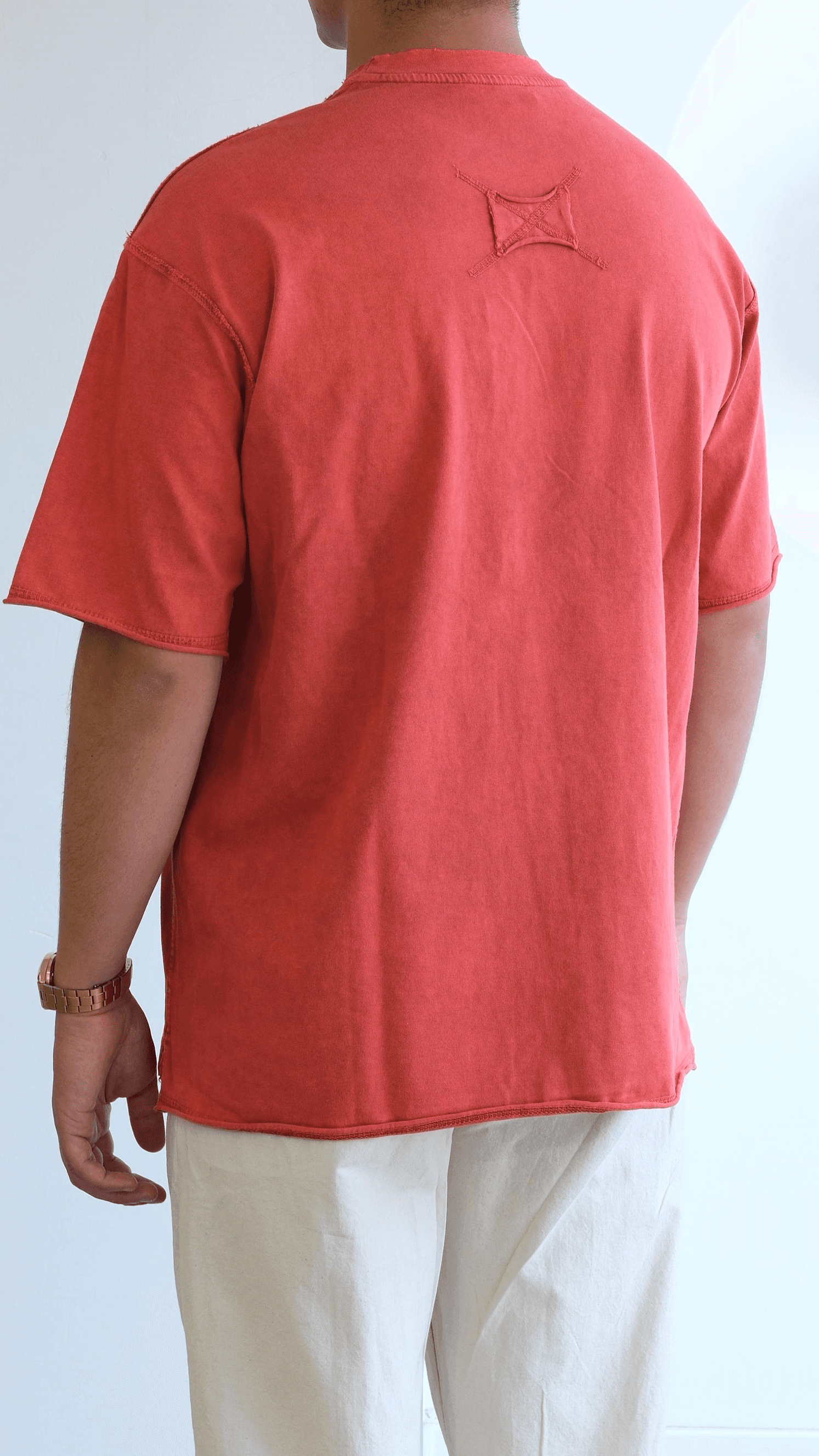 Yıkamalı Mercan Renk Oversize Tshirt