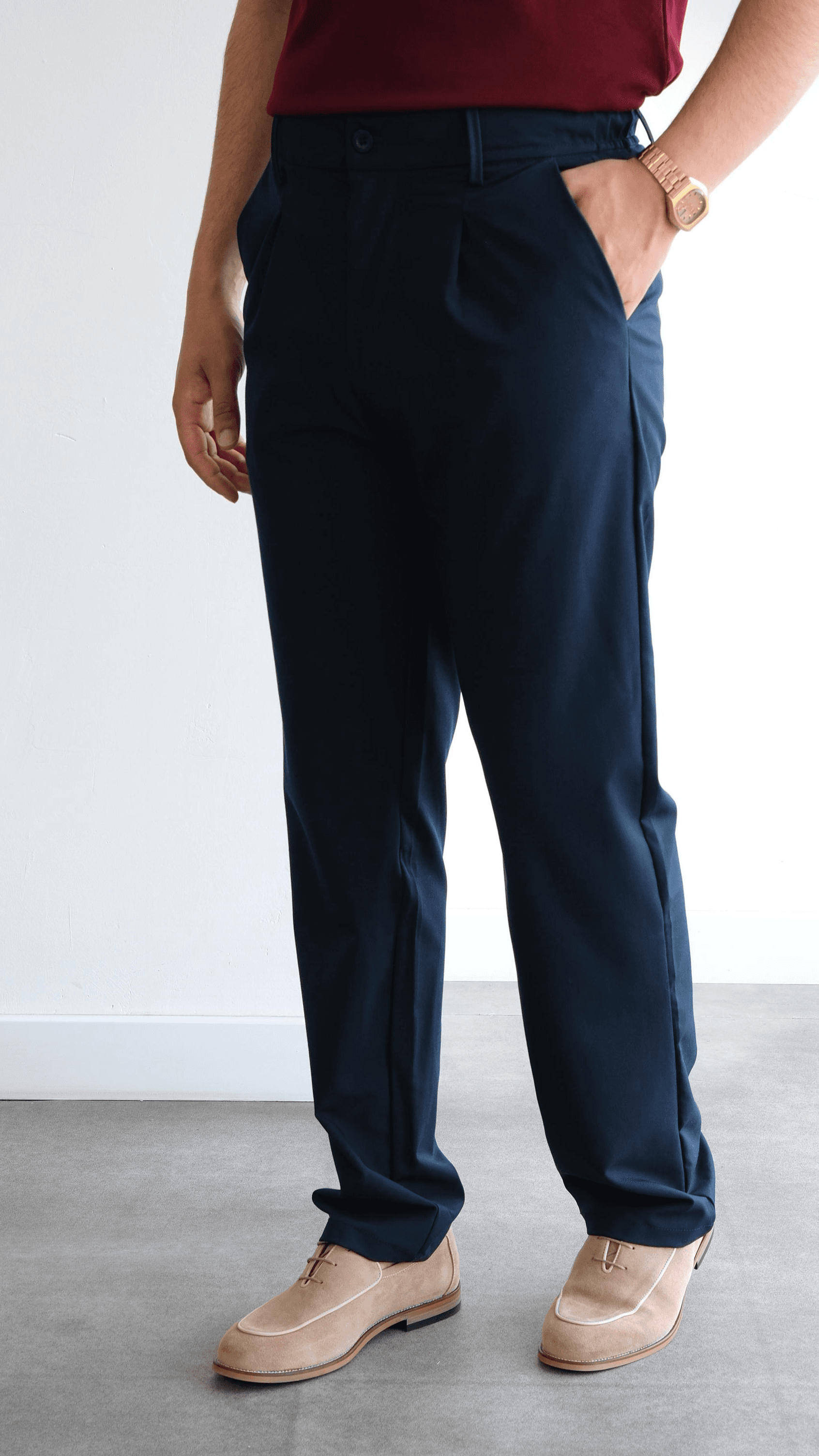 Lacivert Baggy Kumaş Pantolon