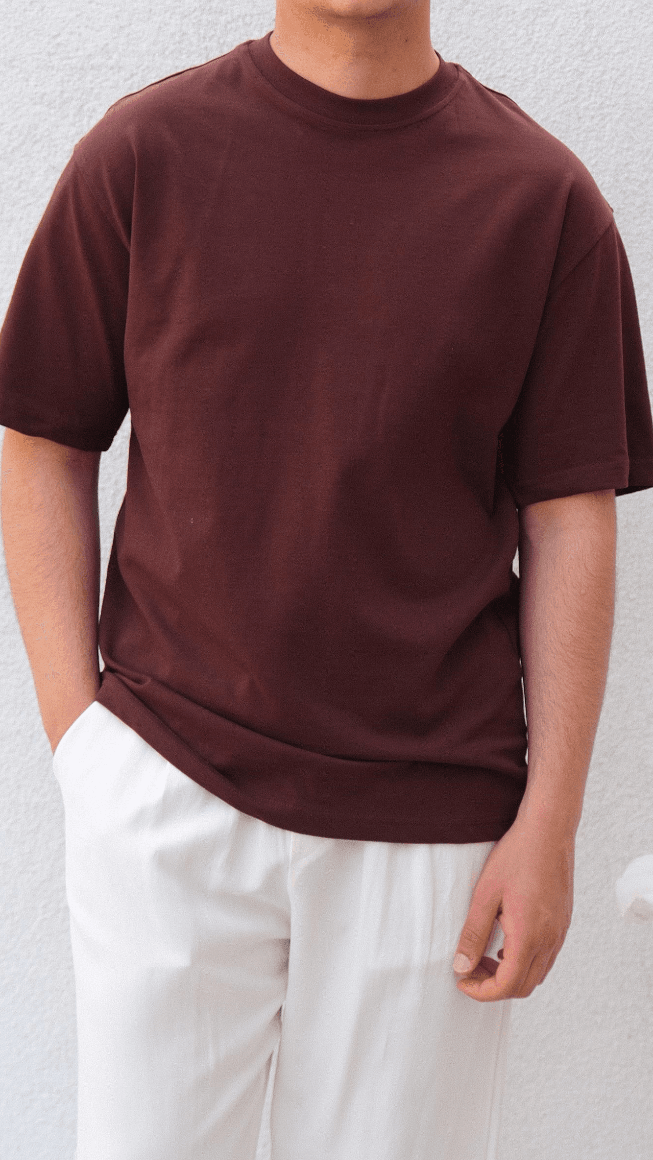 Bordo Oversize Basıc Tshirt