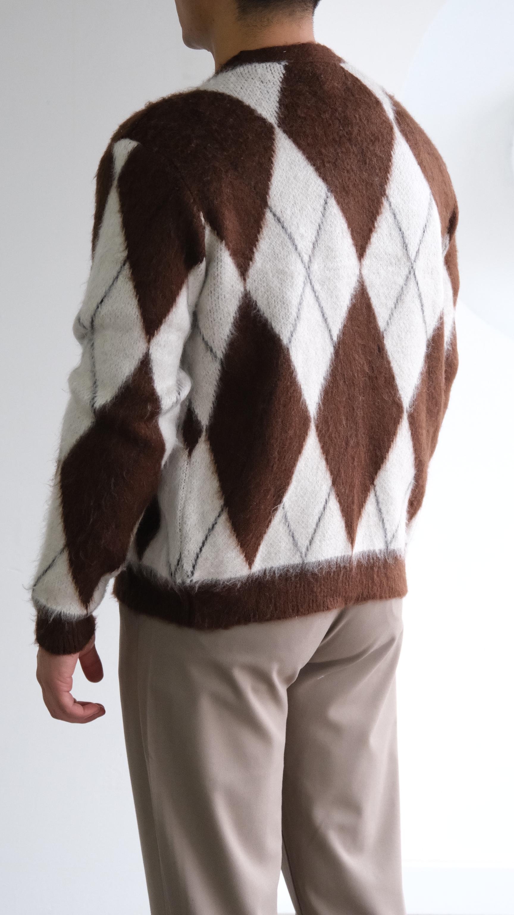 Baklava Desenli Kahve Yün Kazak