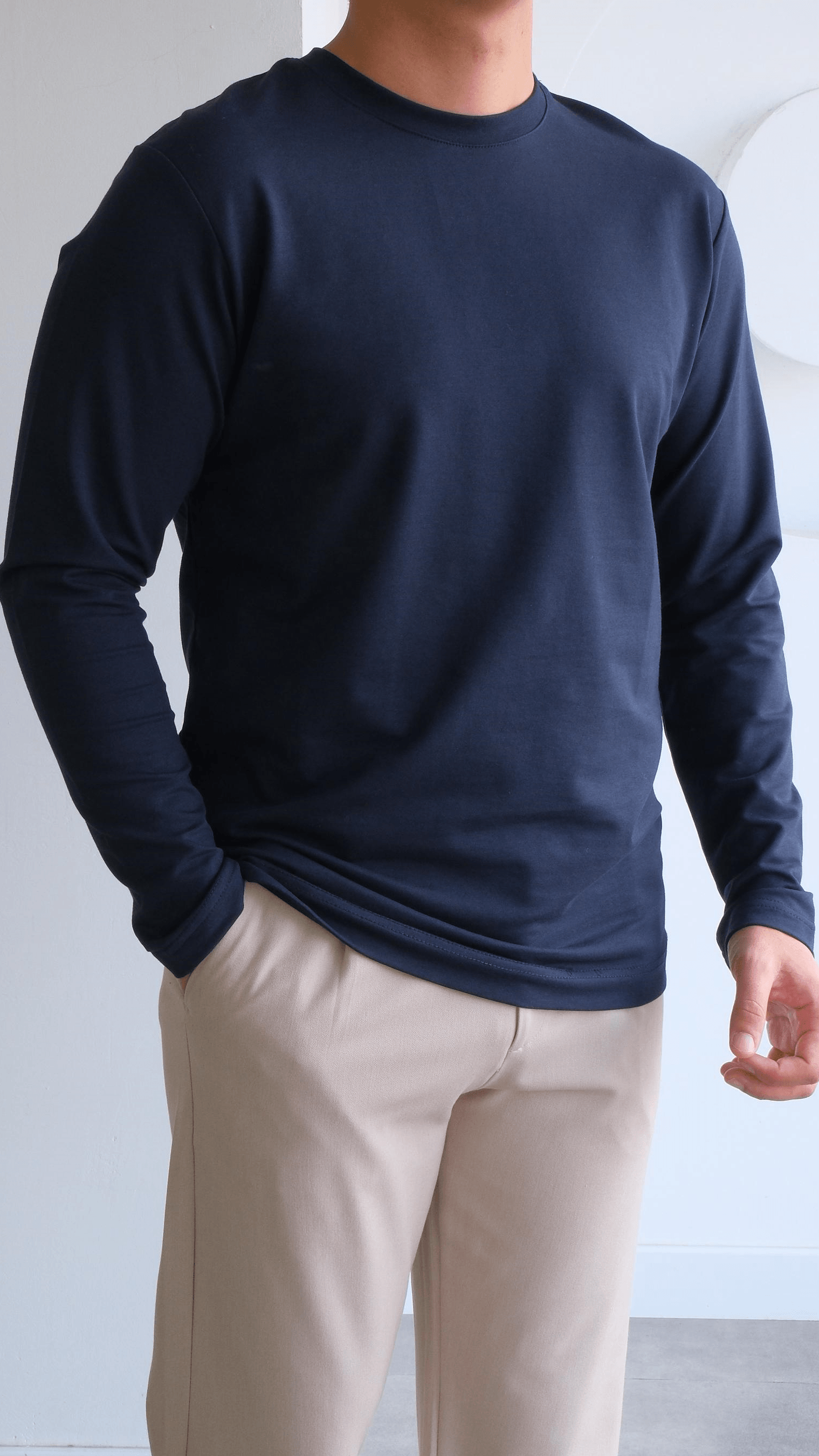 Lacivert Uzunkol Basıc Tshirt