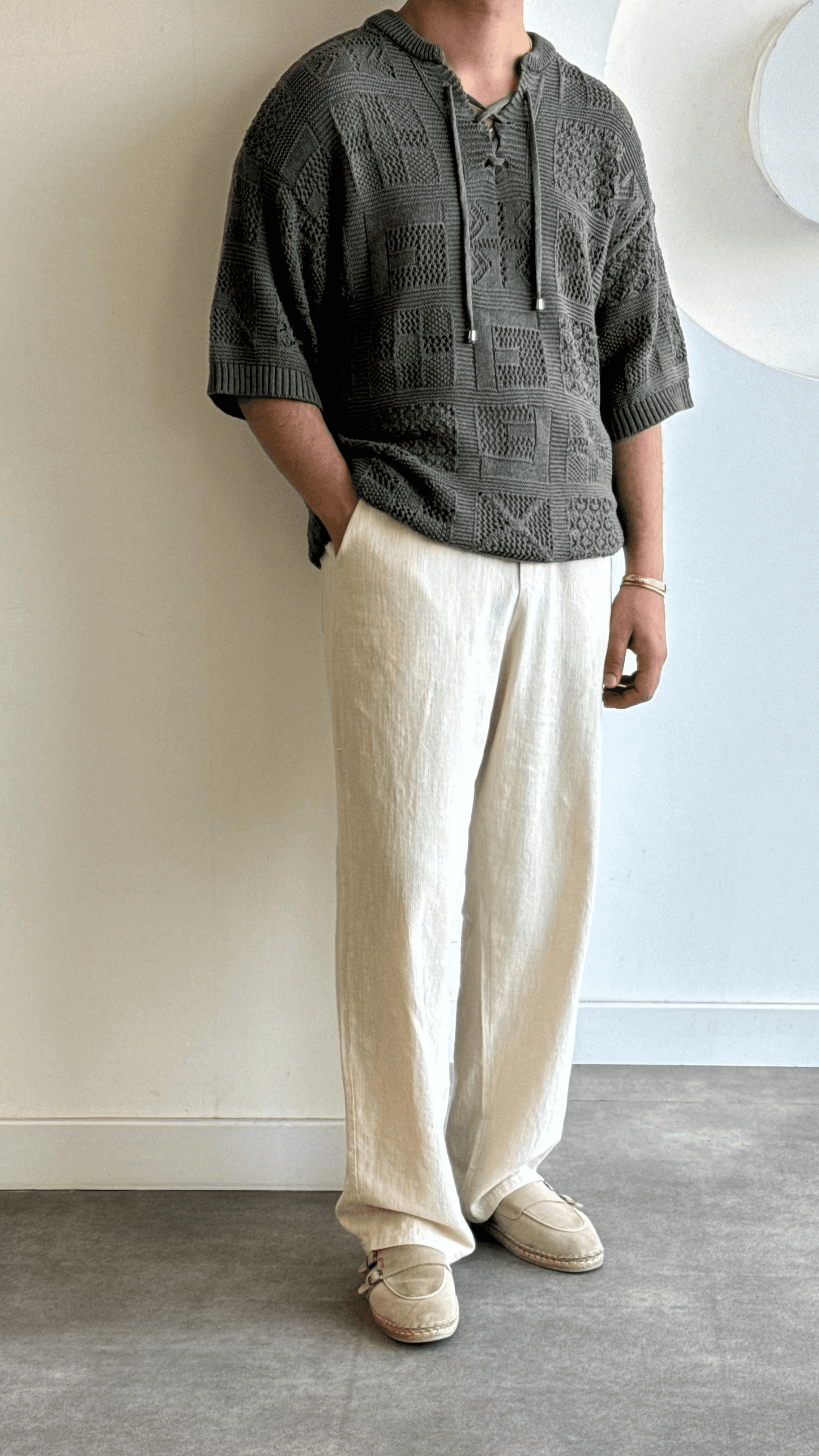 Haki Örme Oversize Tshirt