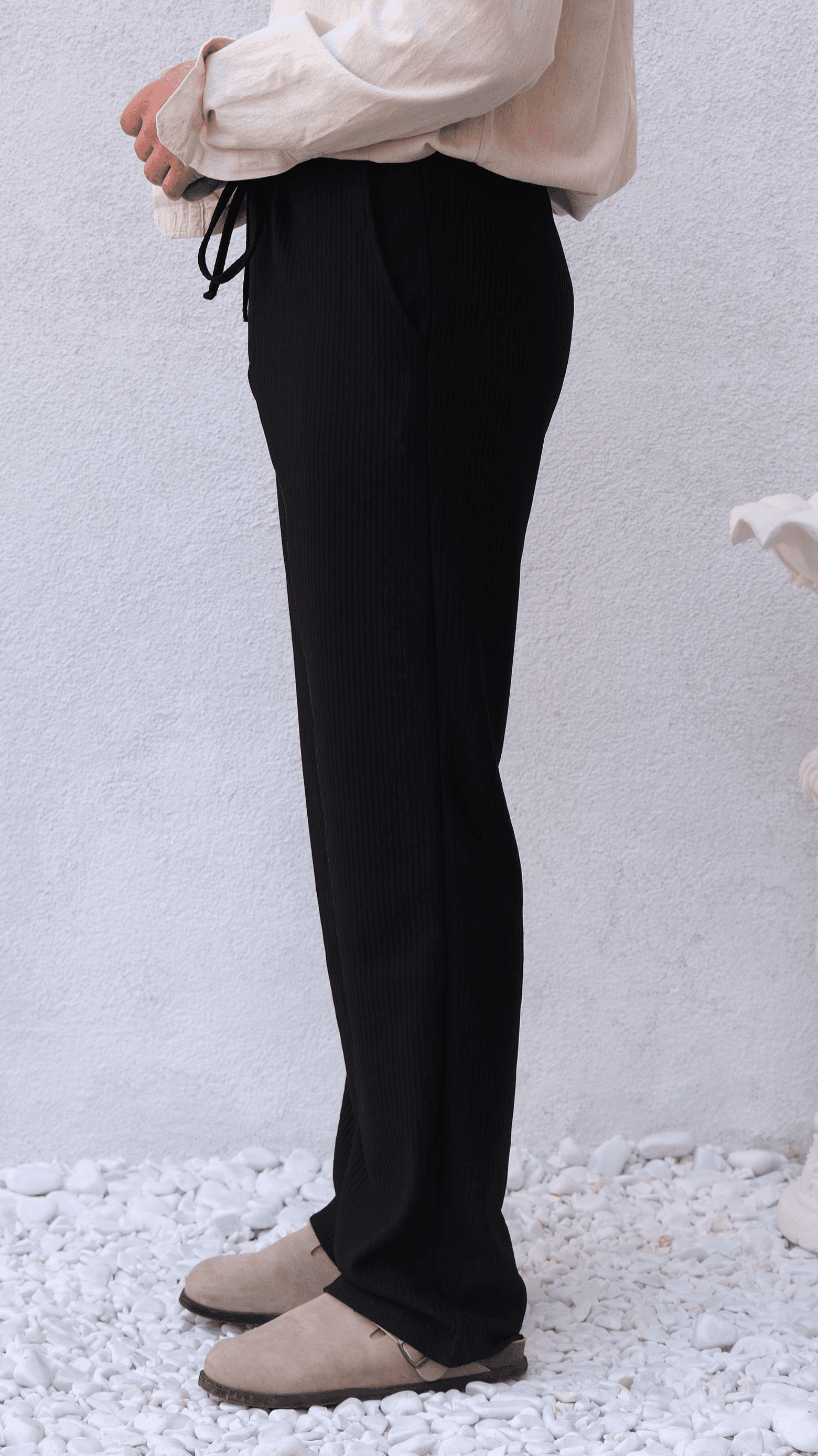 Siyah Fitilli Baggy Eşofman Altı
