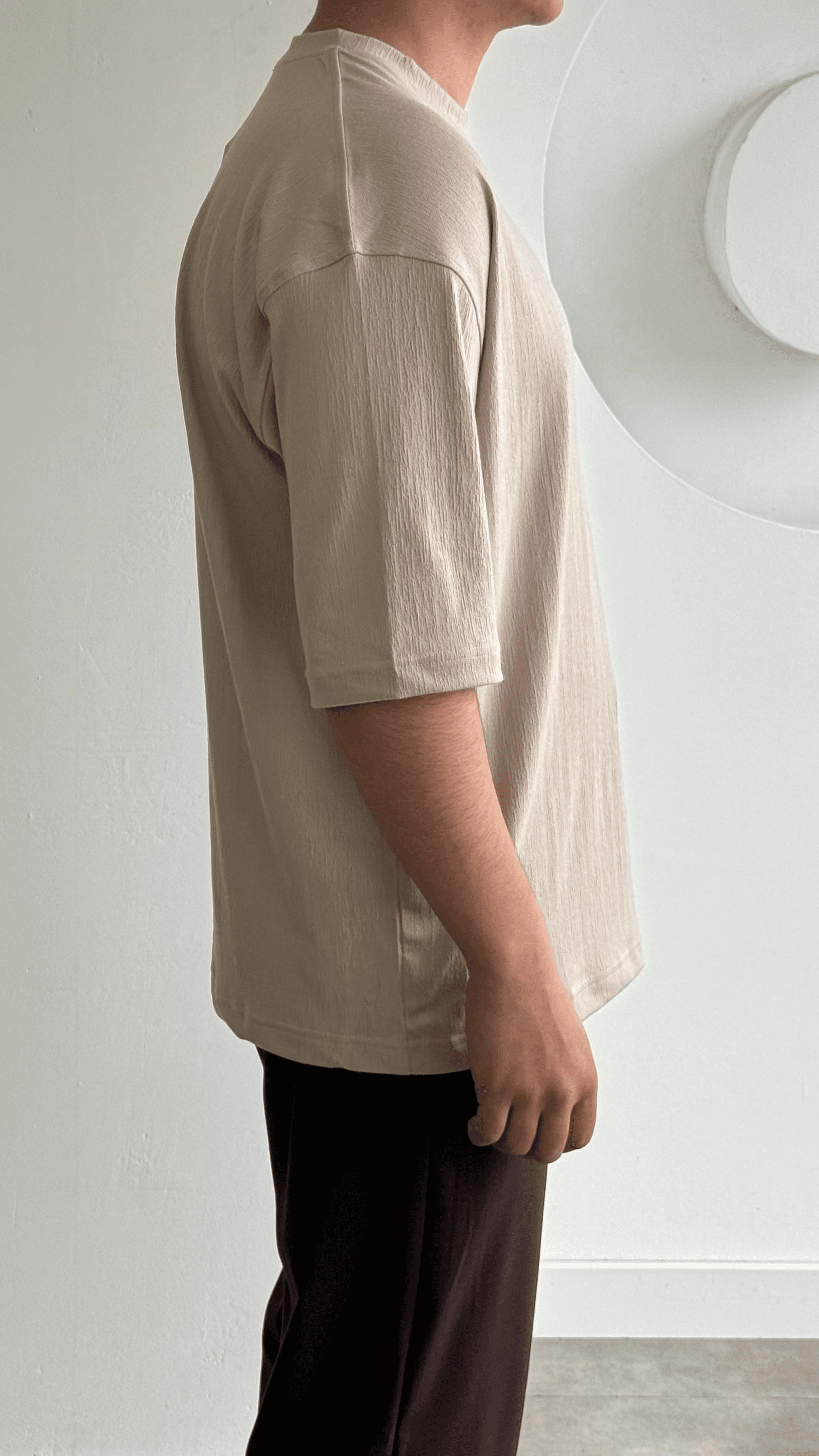 Bej Dokulu Oversize Tshirt