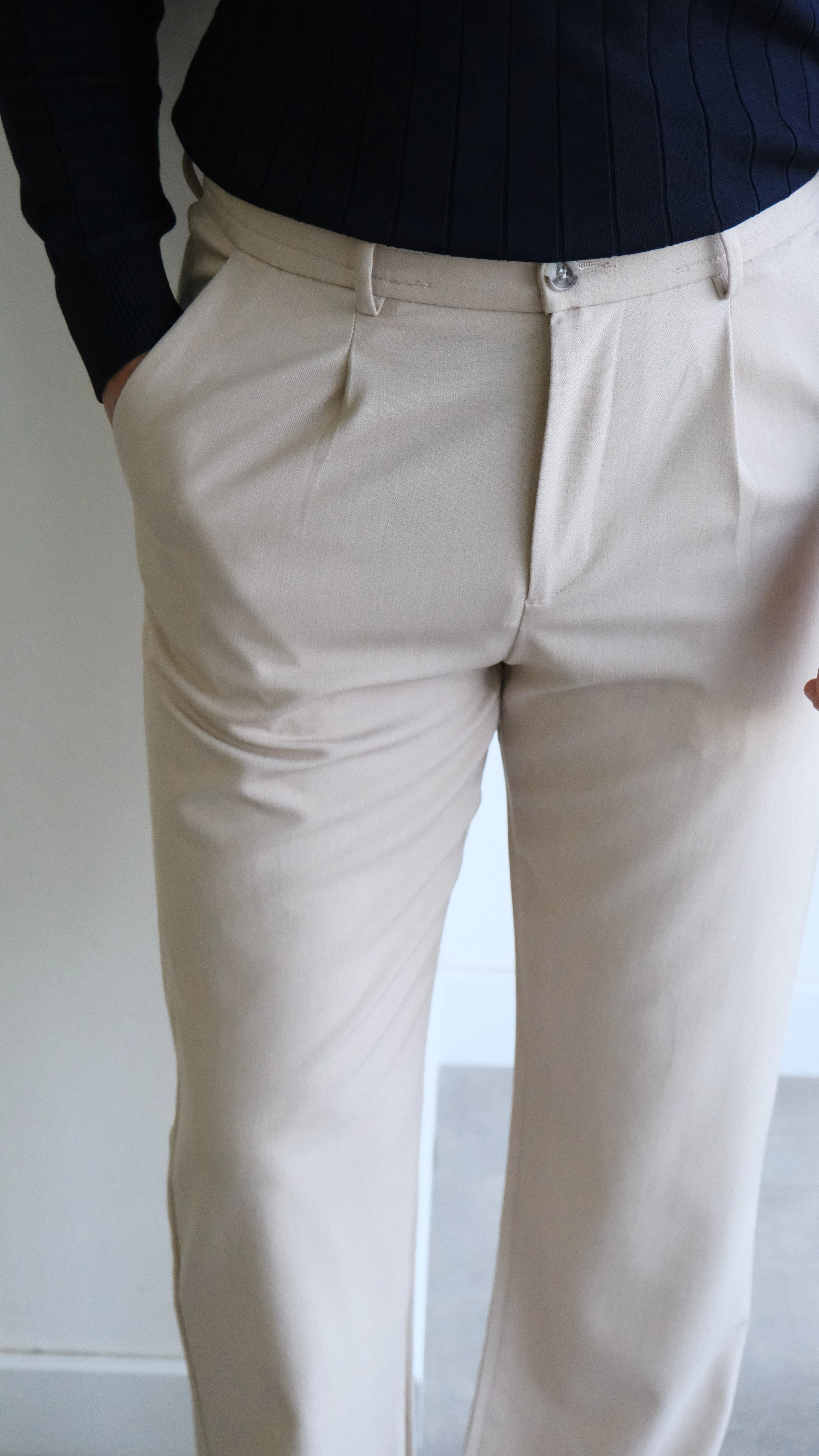 Bej Baggy Kumaş Pantolon