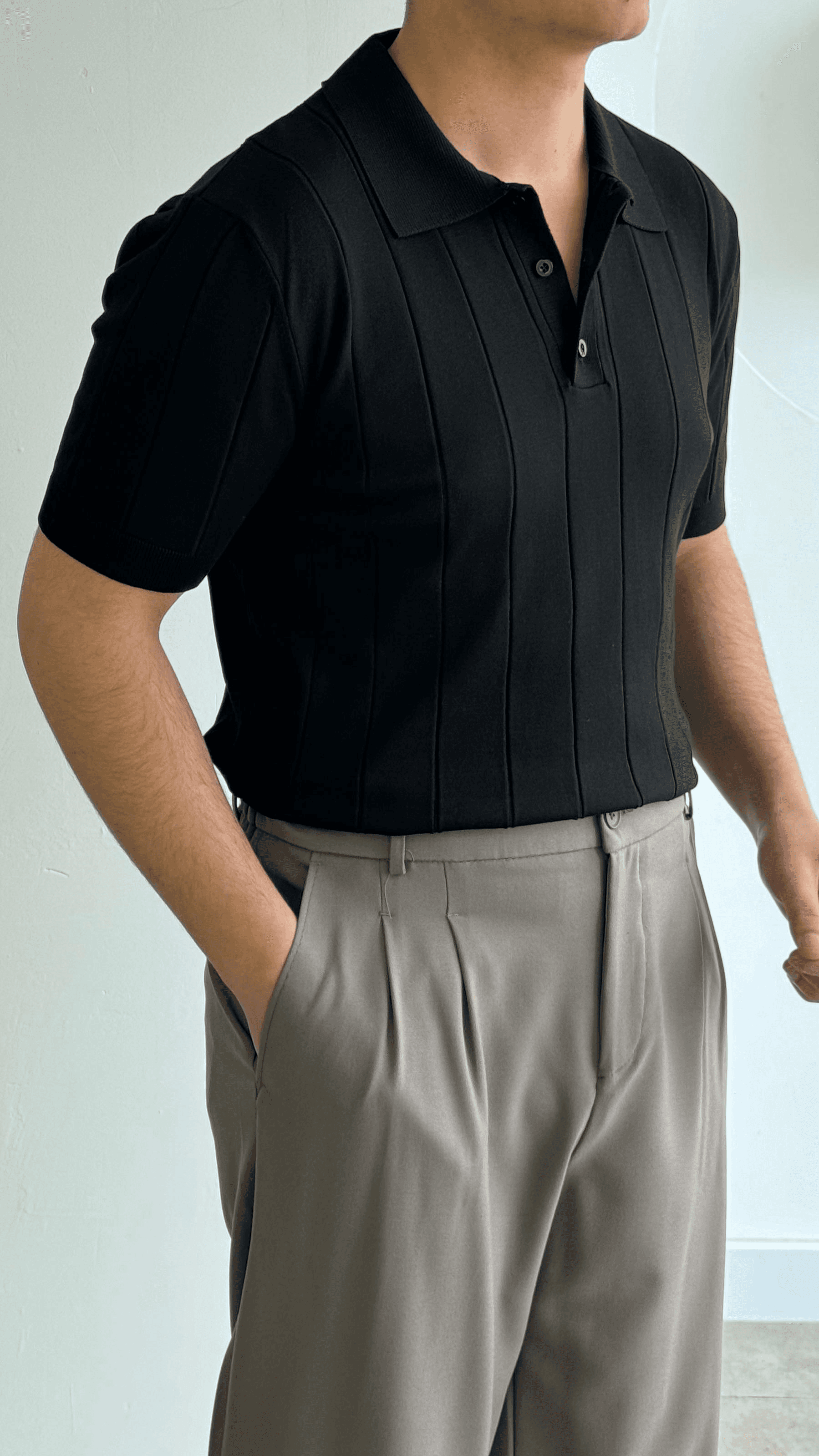 Siyah Şeritli Premıum Polo Yaka Triko