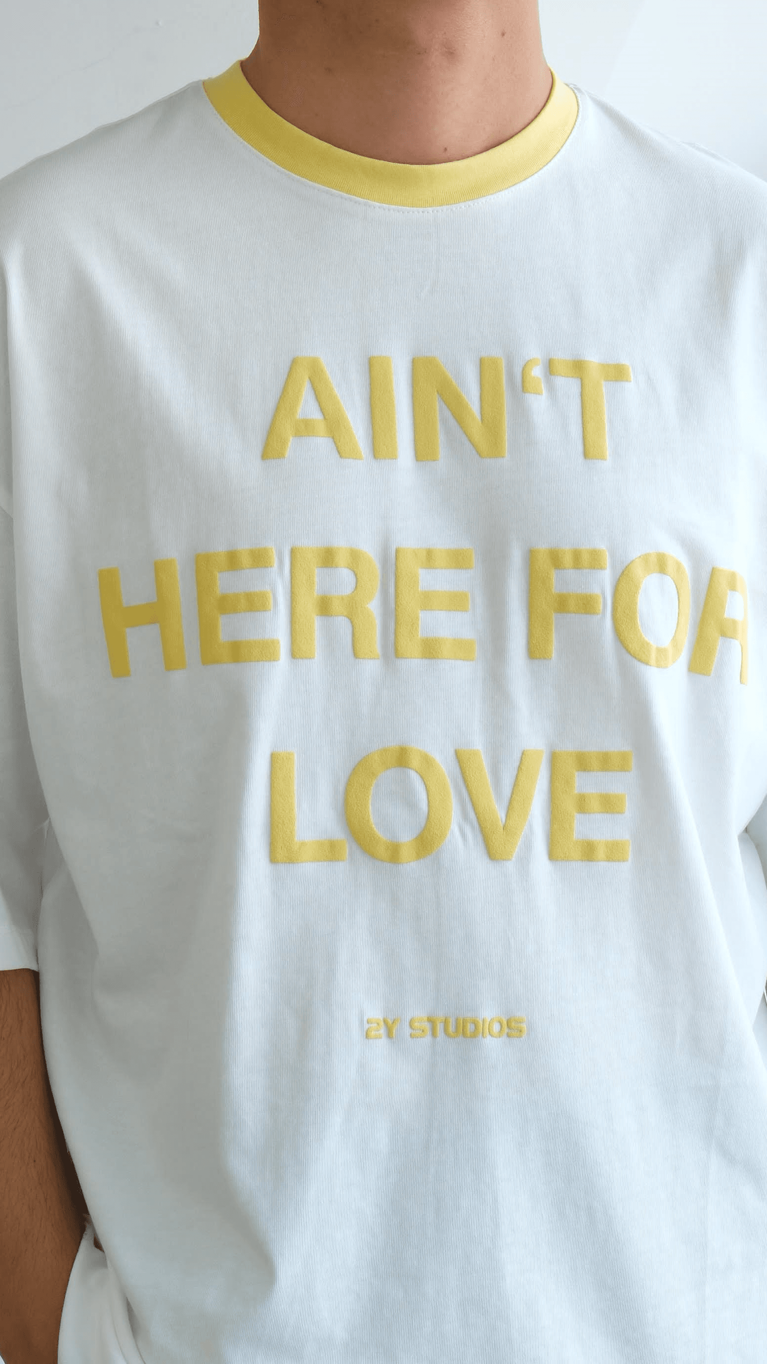  Sarı  Yazı Baskılı Oversize Tshirt