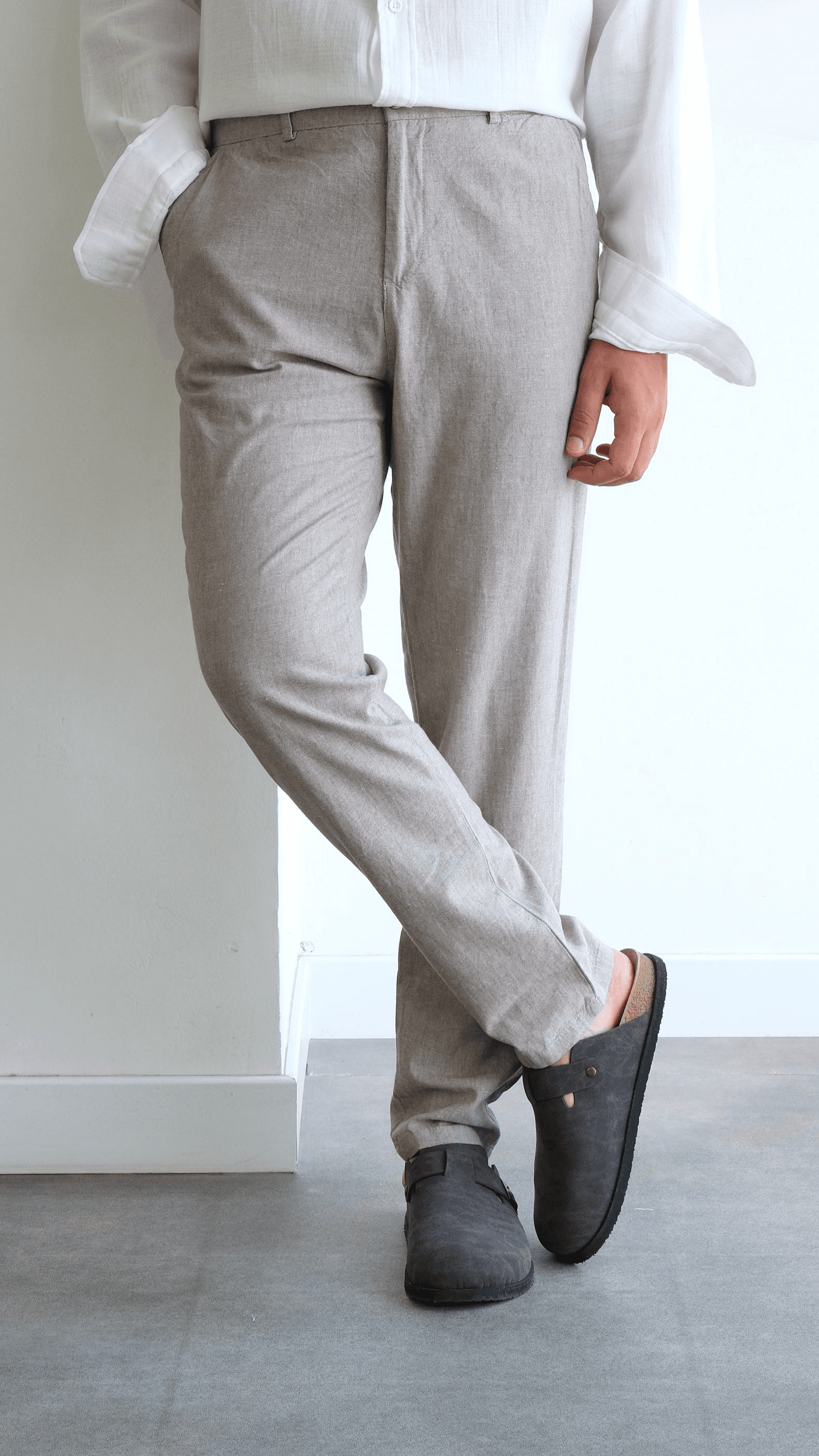 Taupe Regular Keten Pantolon