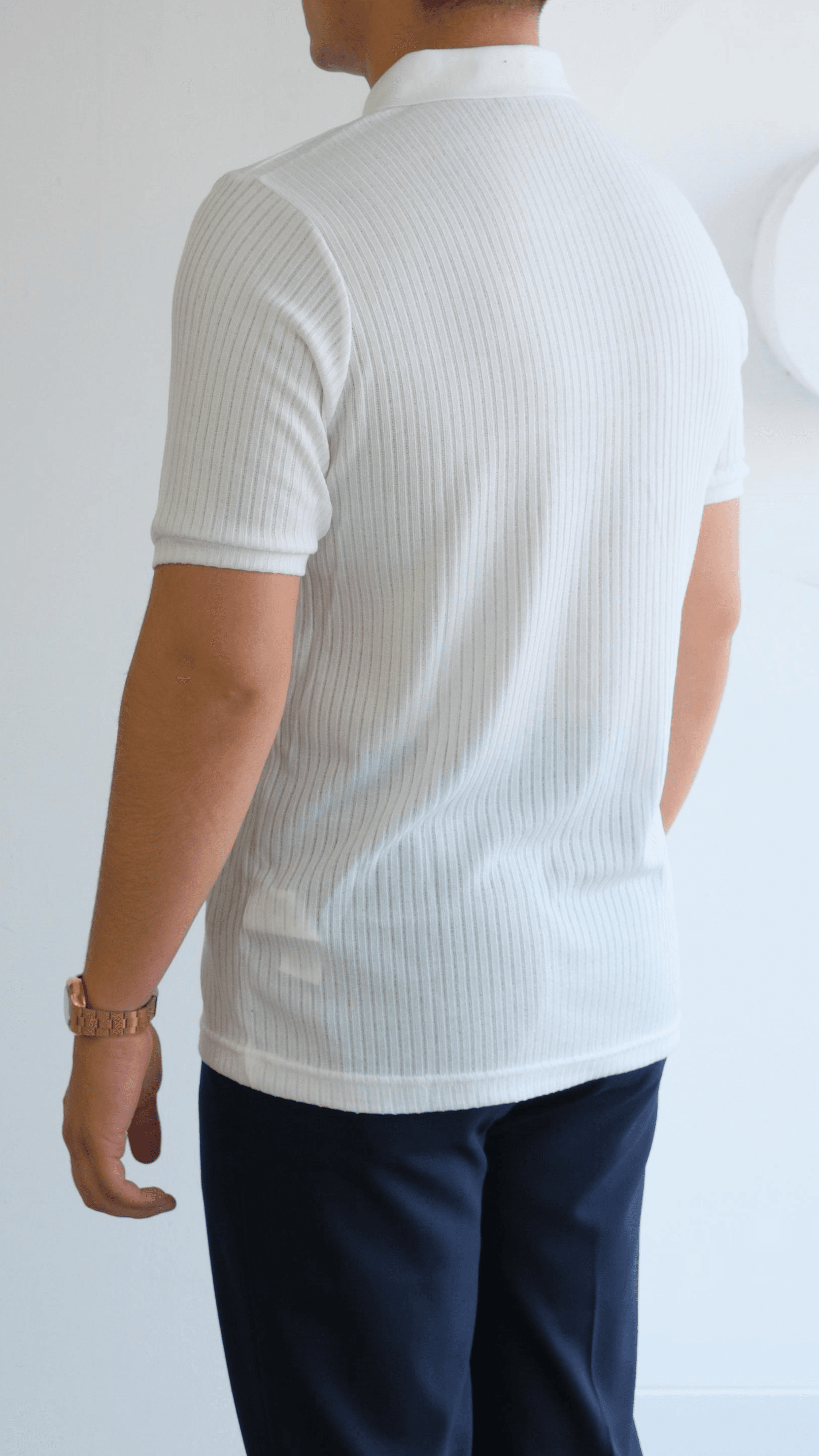 Beyaz Fitilli Polo Yaka Tshirt
