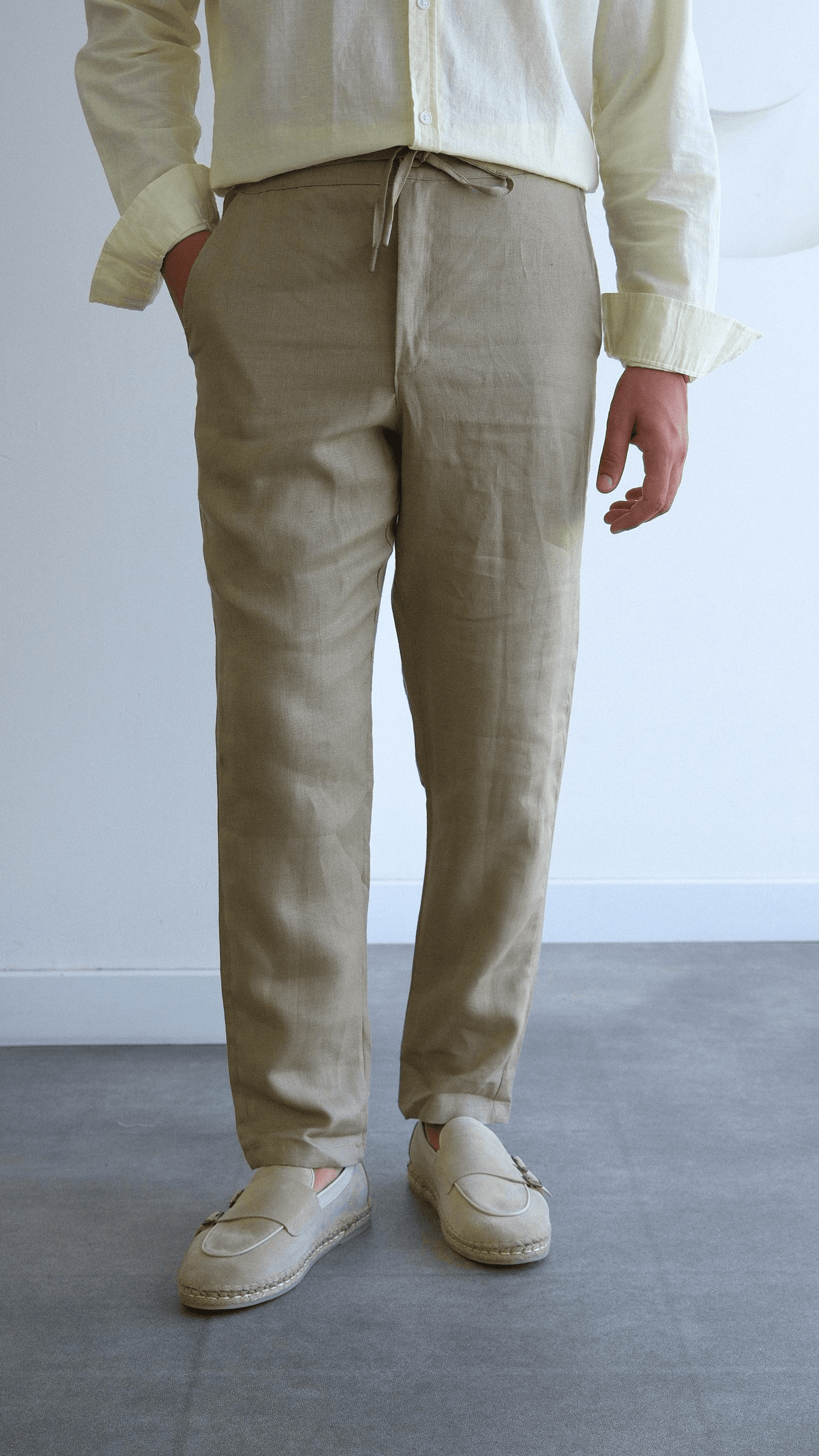 Regular Fit Haki Keten Pantolon