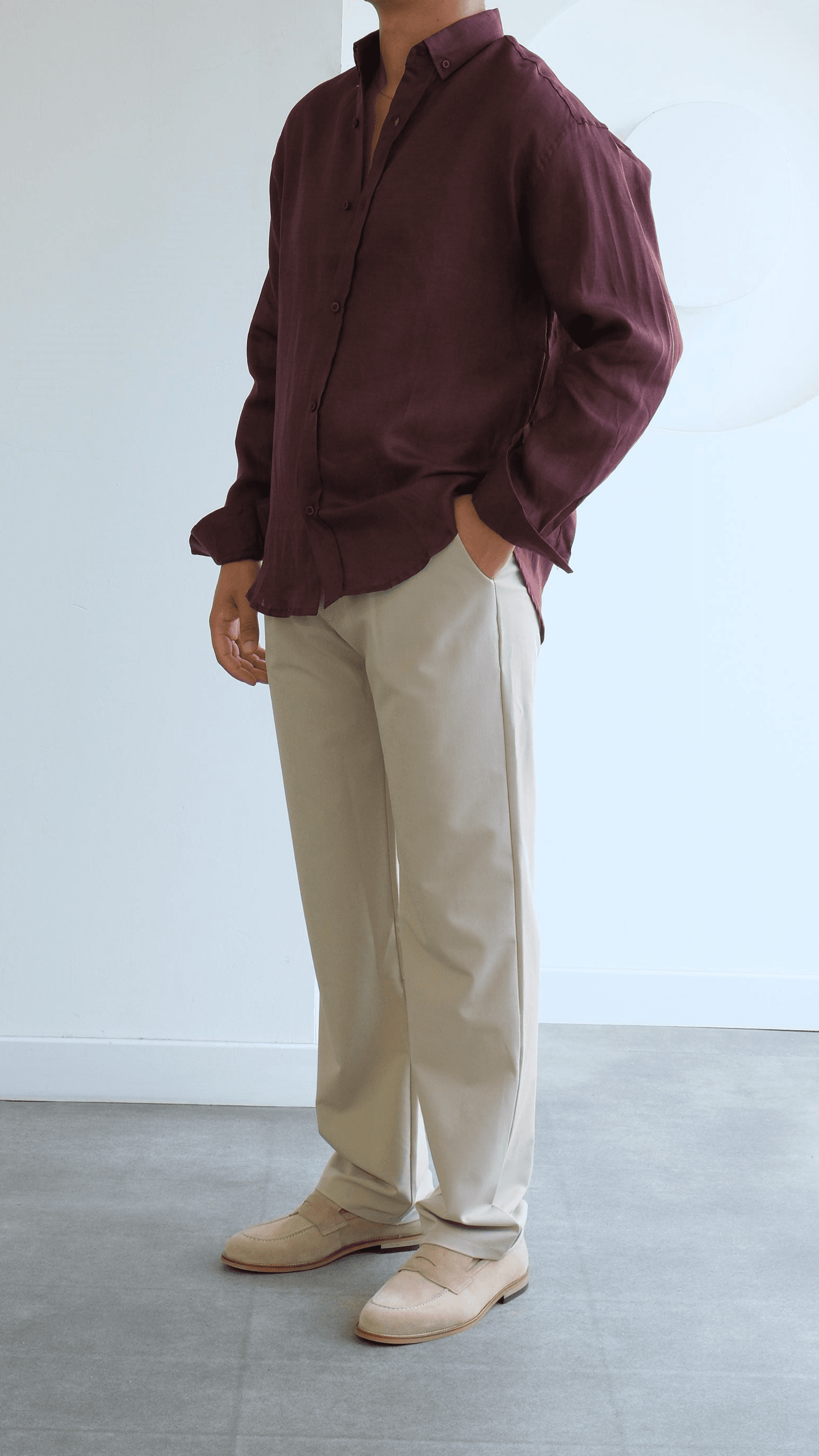 Bej Pileli Baggy Kumaş Pantolon