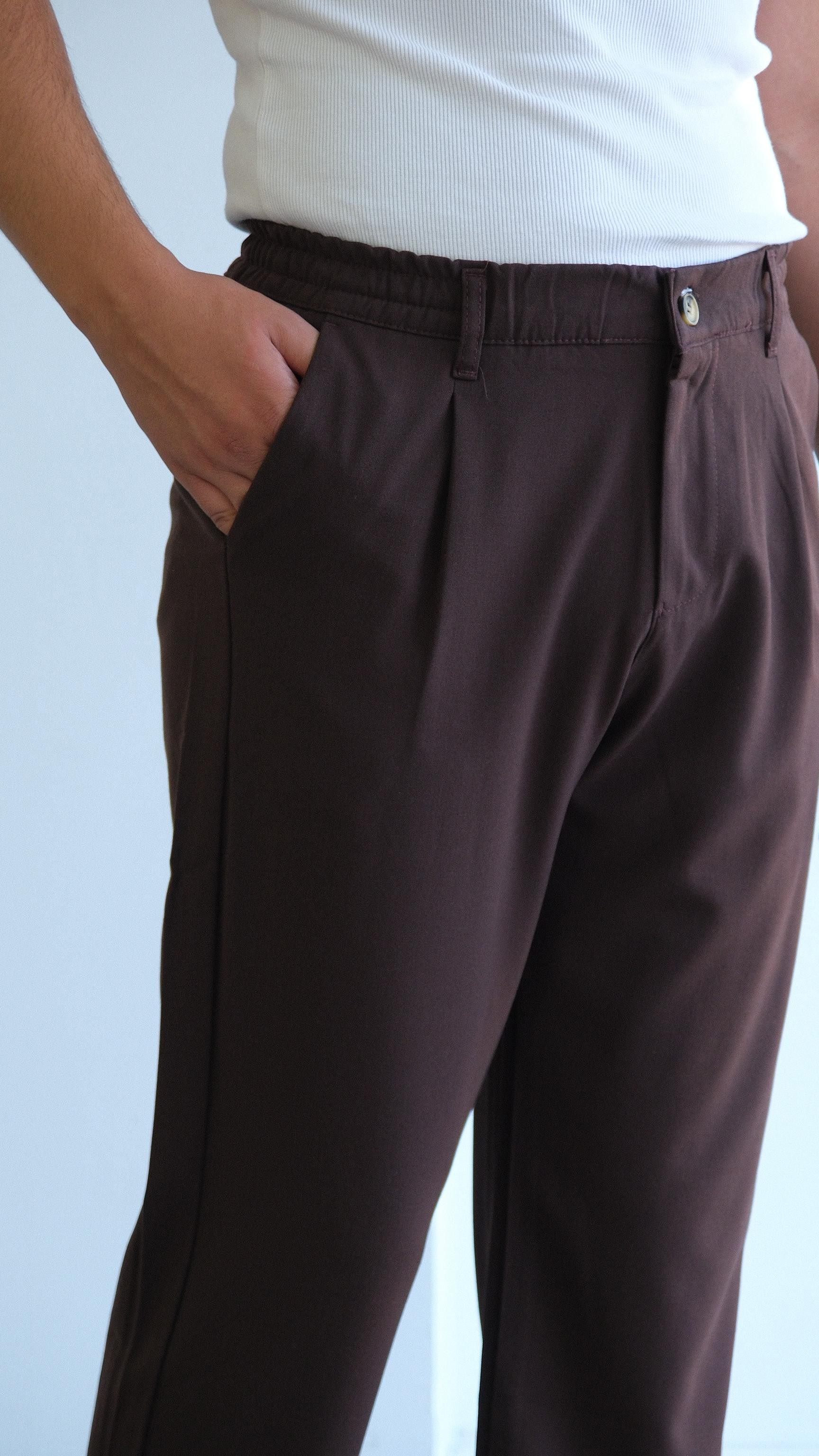 Acı Kahve Baggy Kumaş Pantolon 