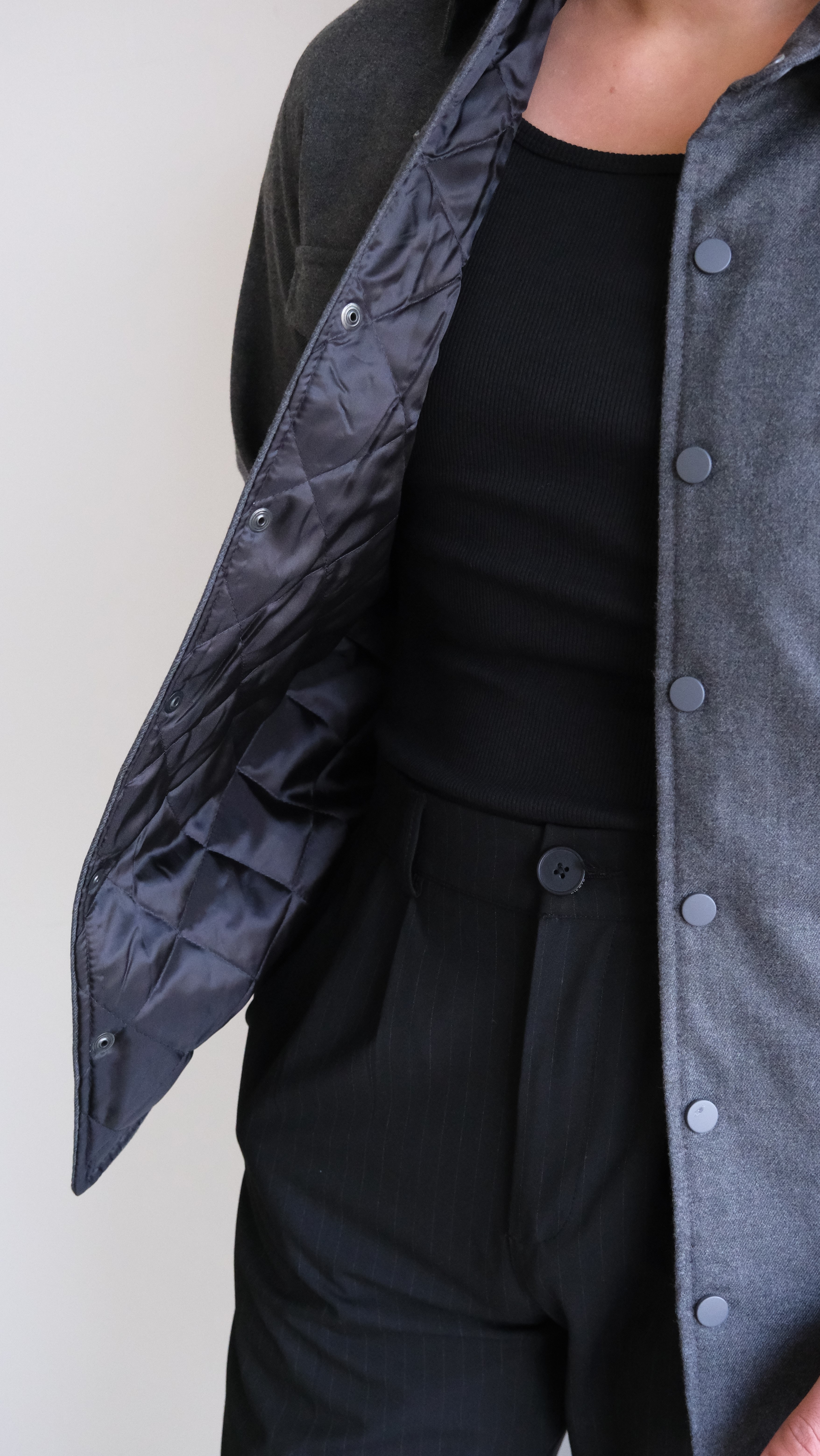 Antrasit Kapitone Cepli Ceket