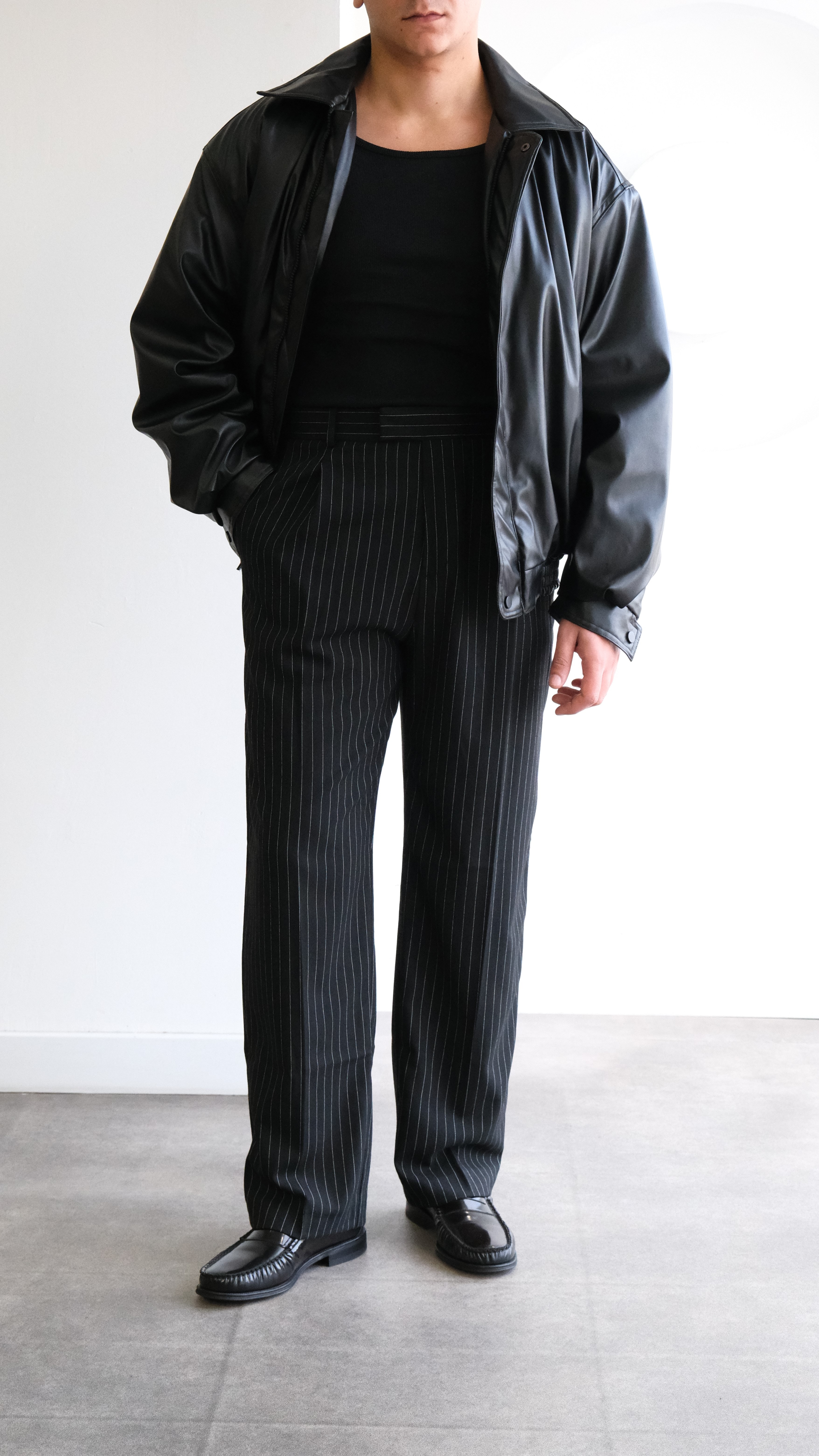 Siyah Bomber Deri Mont