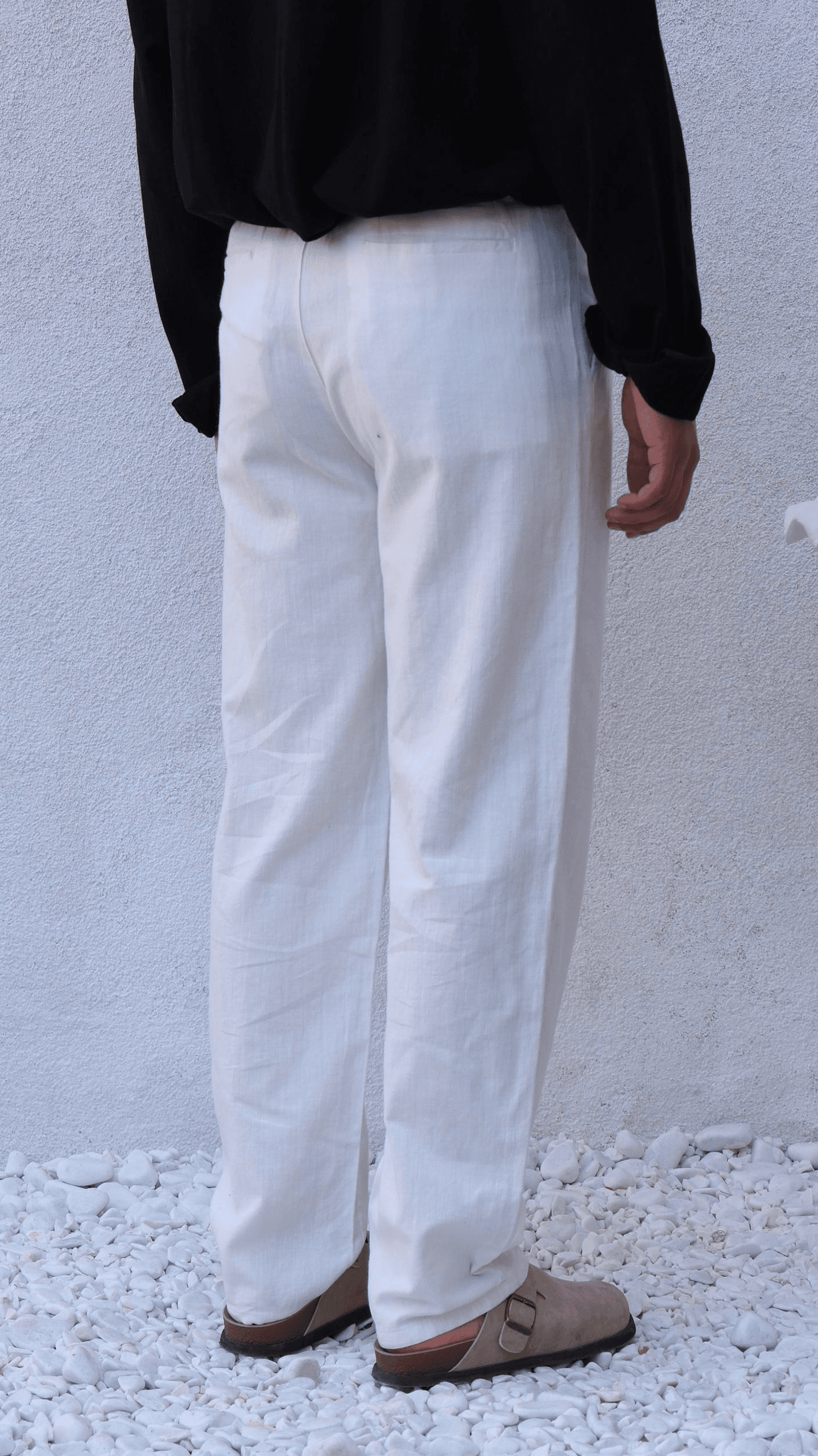 Beyaz Baggy Keten Pantolon
