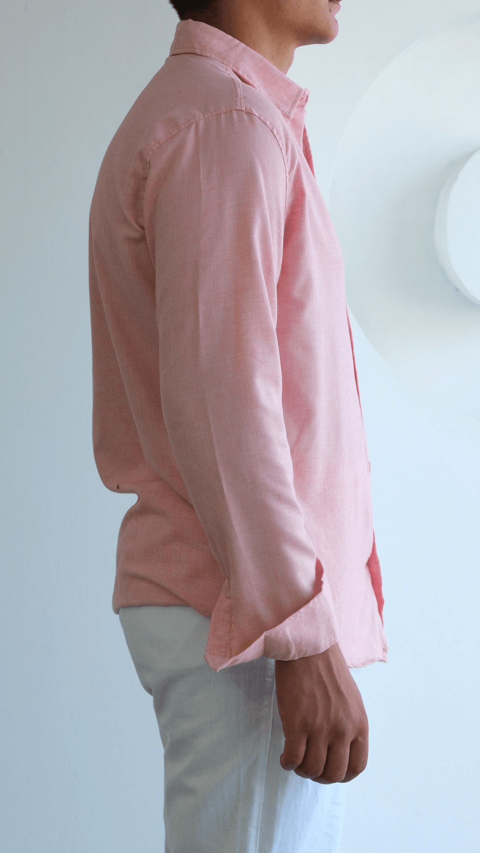Pembe Flam Keten Gömlek