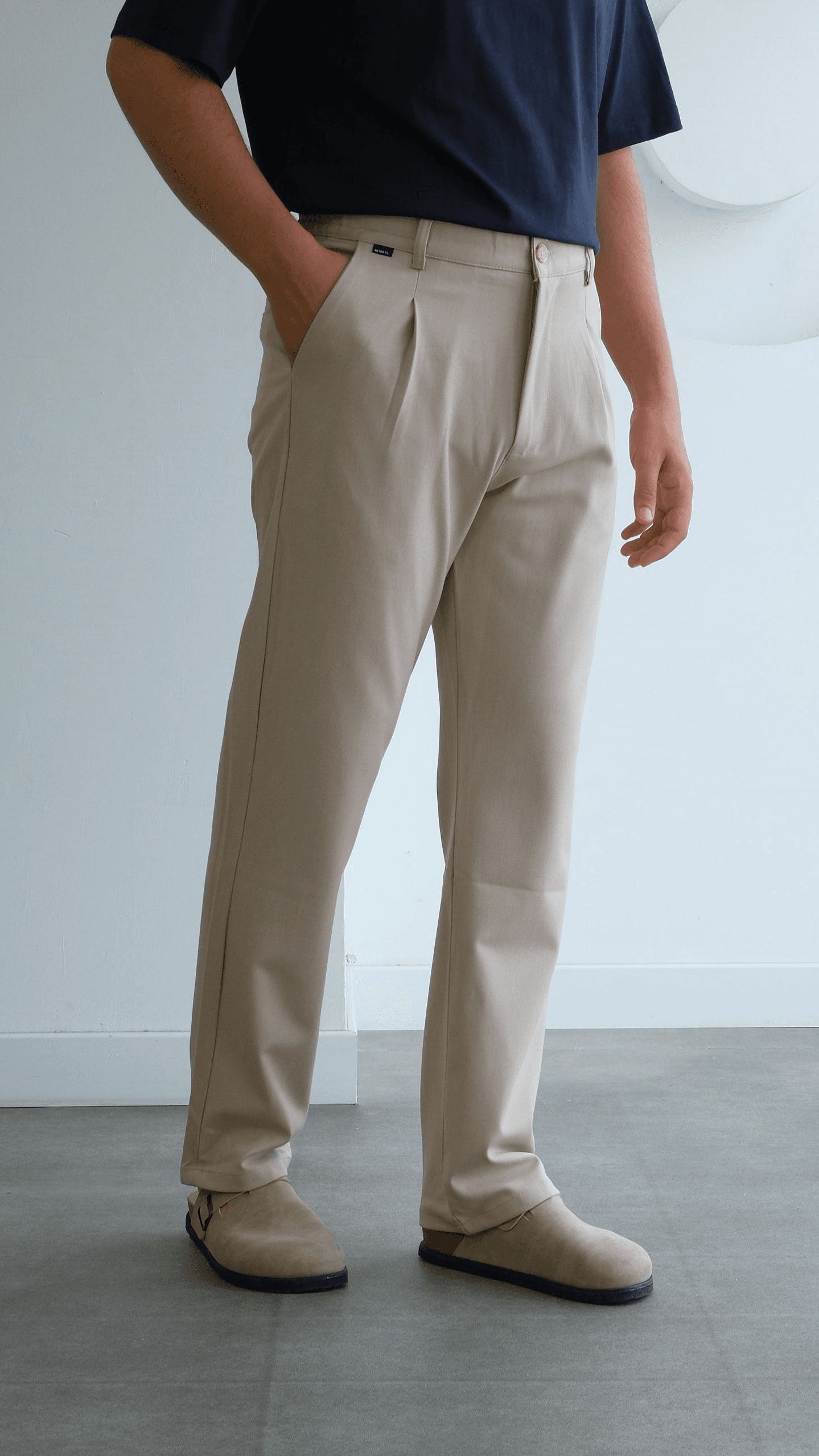Bej Baggy Kumaş Pantolon
