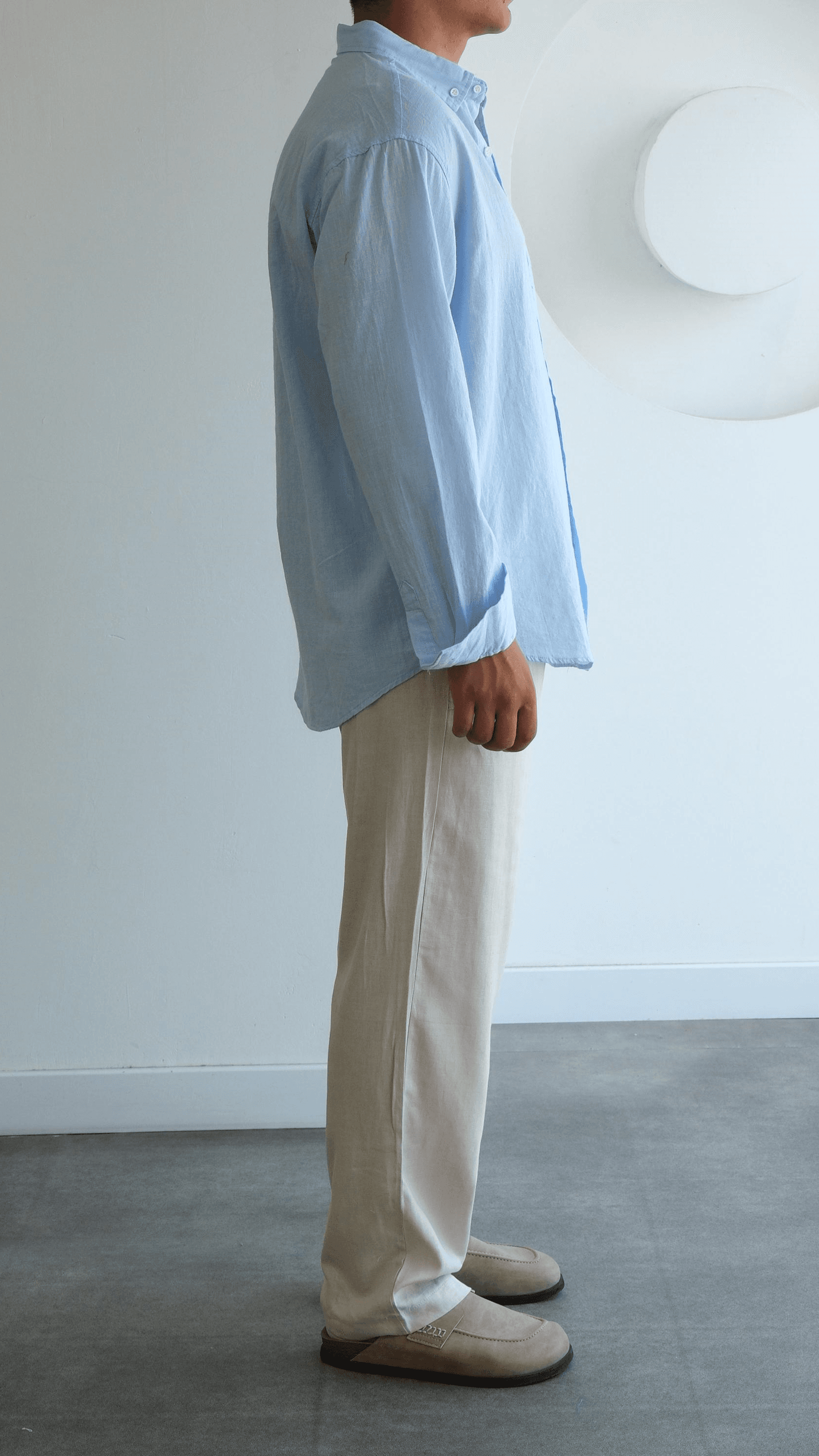 Bej Baggy Keten Pantolon 
