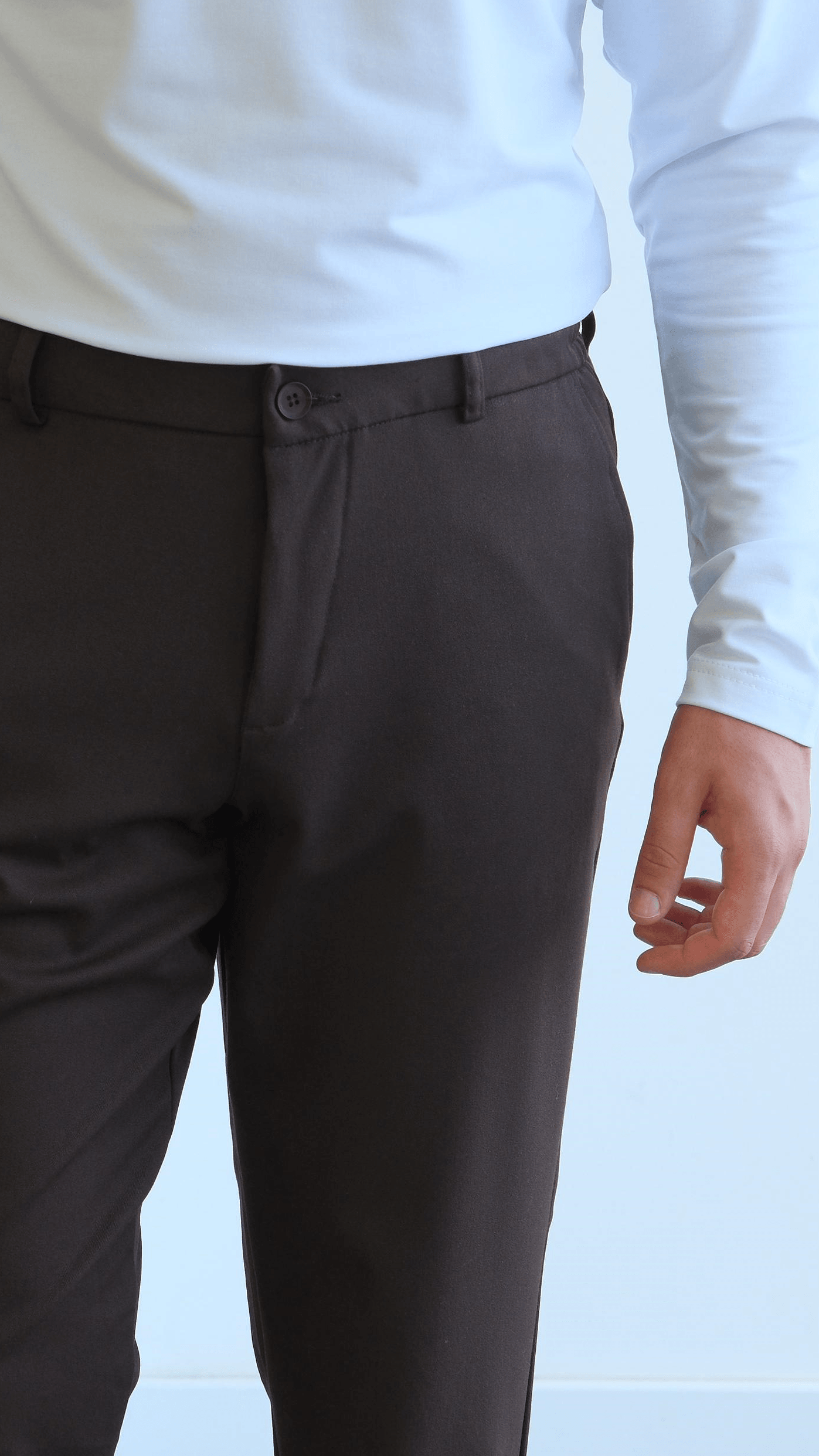 Kahverengi Regular Belden Bağcıklı Kumaş Pantolon
