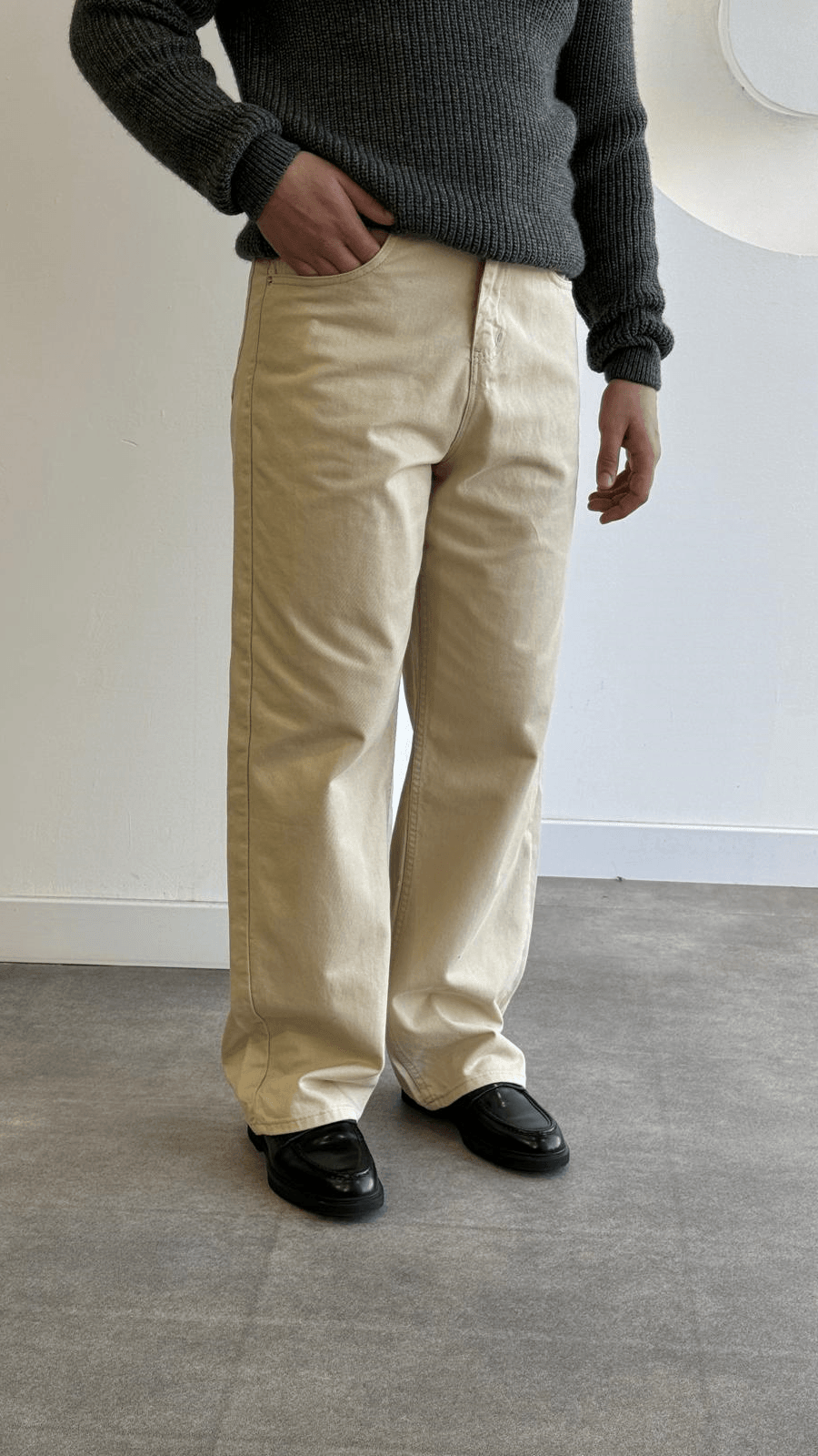 Camel gabardin baggy jean pantolon 