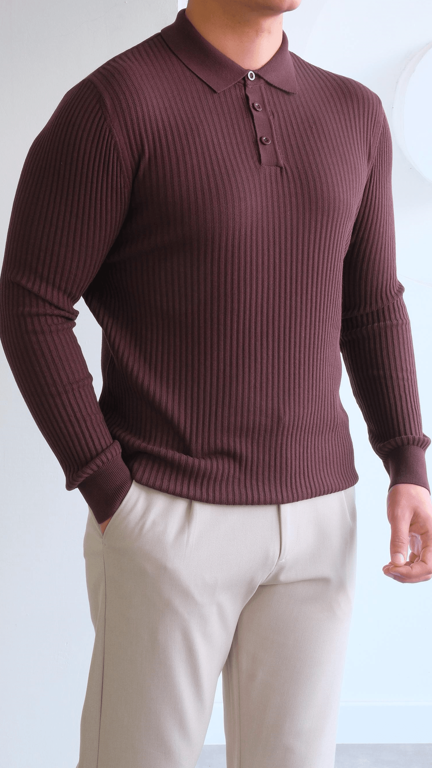 Kahverengi Polo Yaka Triko